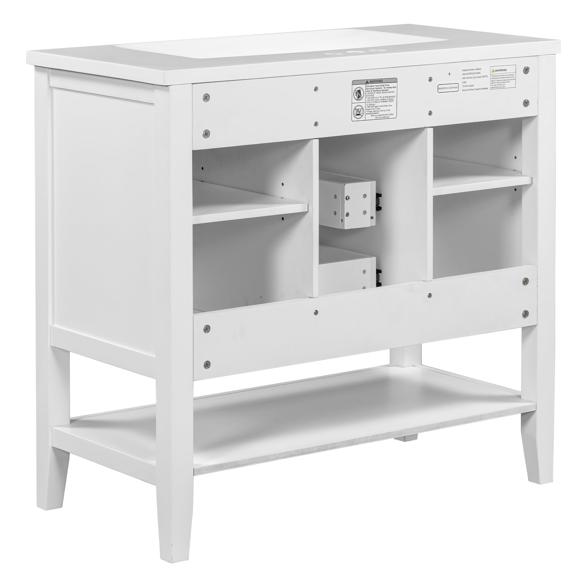 36 in. W x 18. in. D Bathroom Vanity in White with White Ceramic Sink