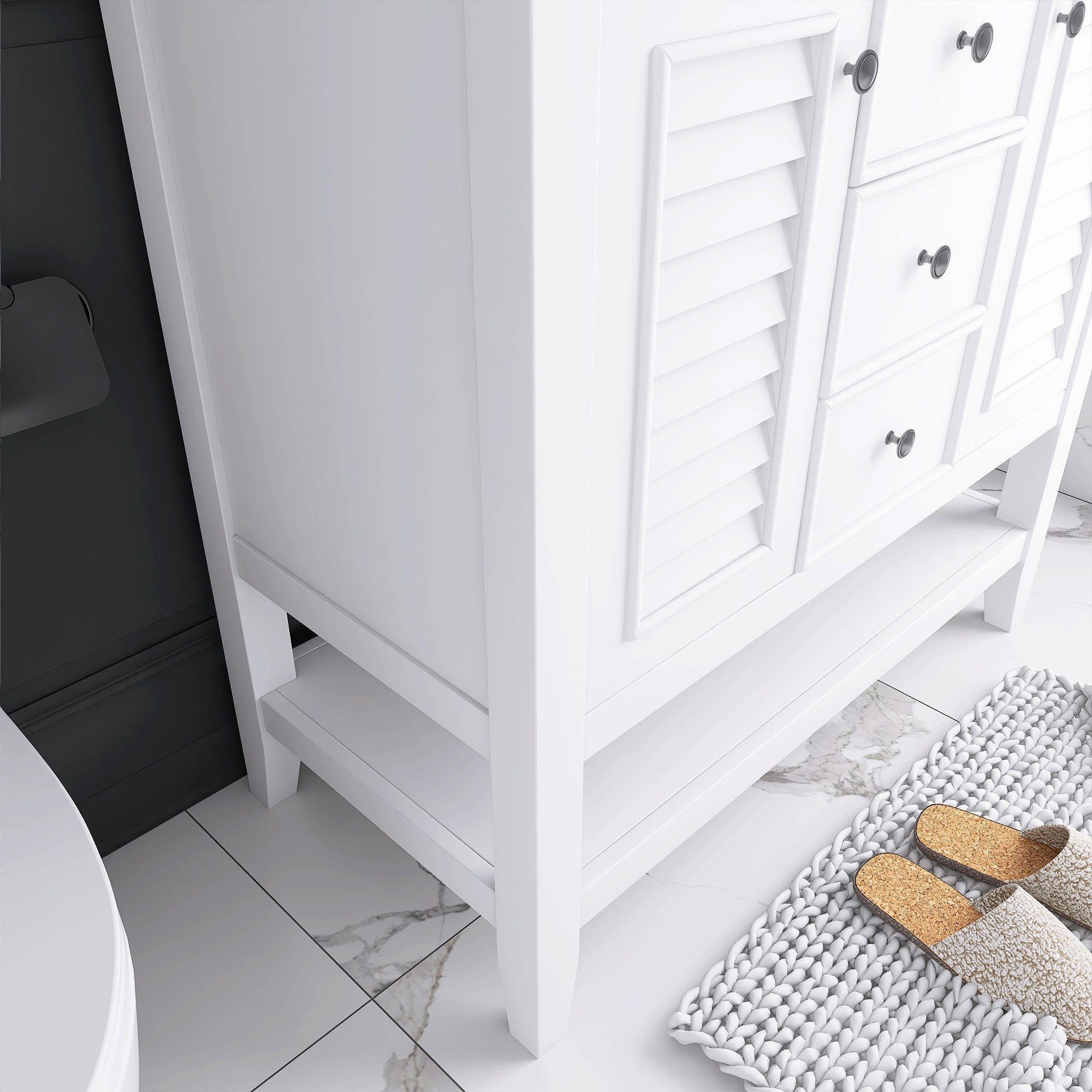 36 in. W x 18. in. D Bathroom Vanity in White with White Ceramic Sink