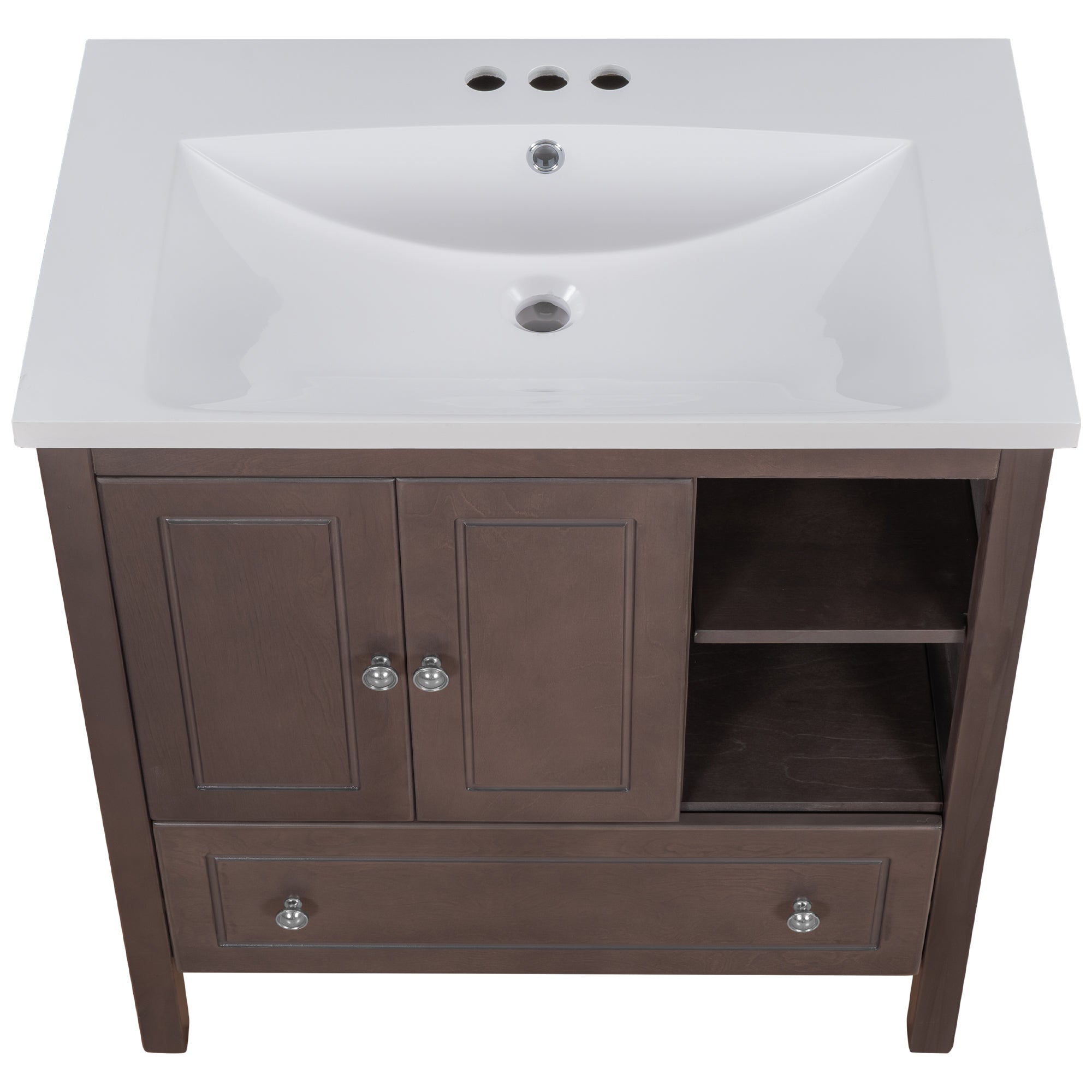 30 in. W x 18. in D. x 32 in. H Bath Vanity with White Ceramic Top