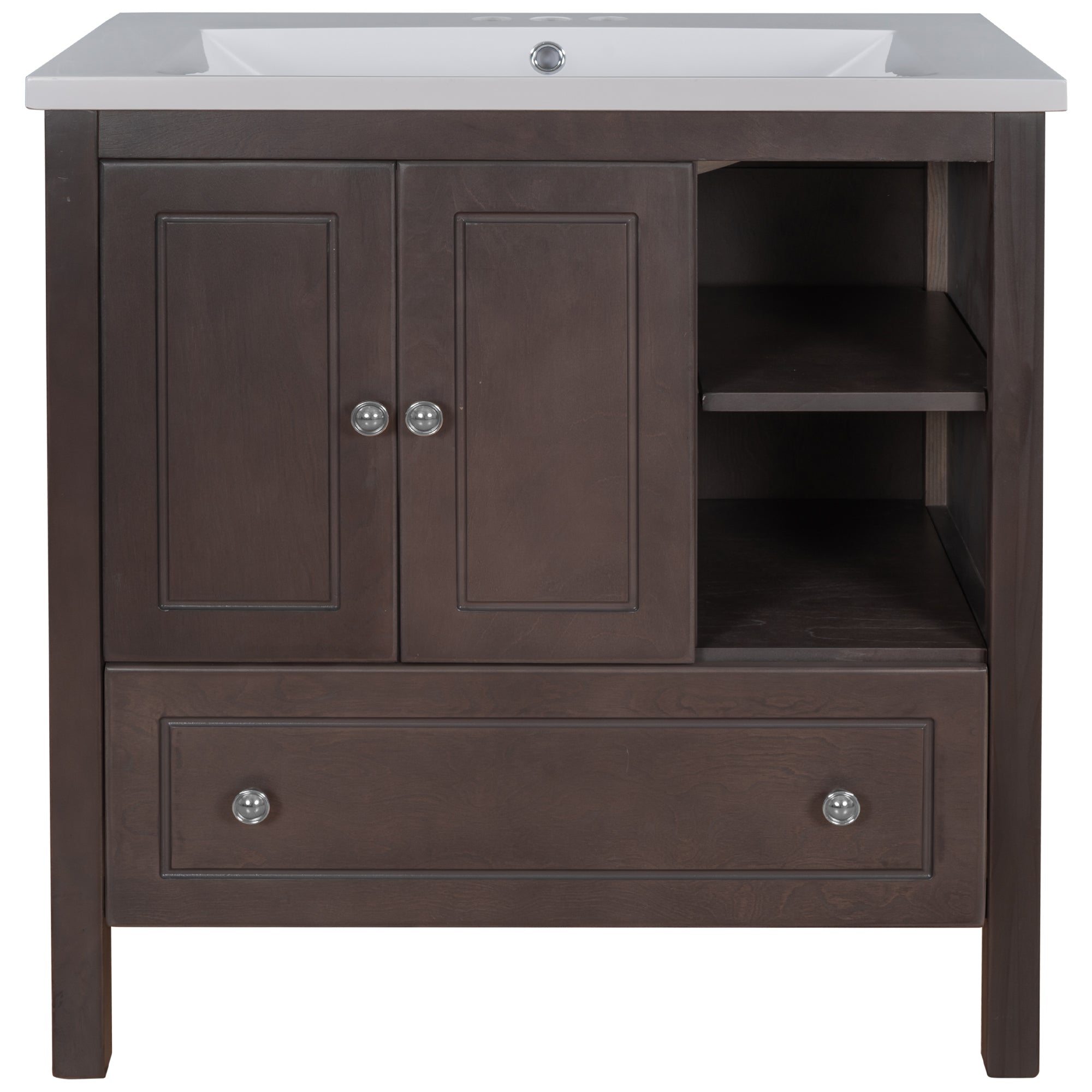 30 in. W x 18. in D. x 32 in. H Bath Vanity with White Ceramic Top