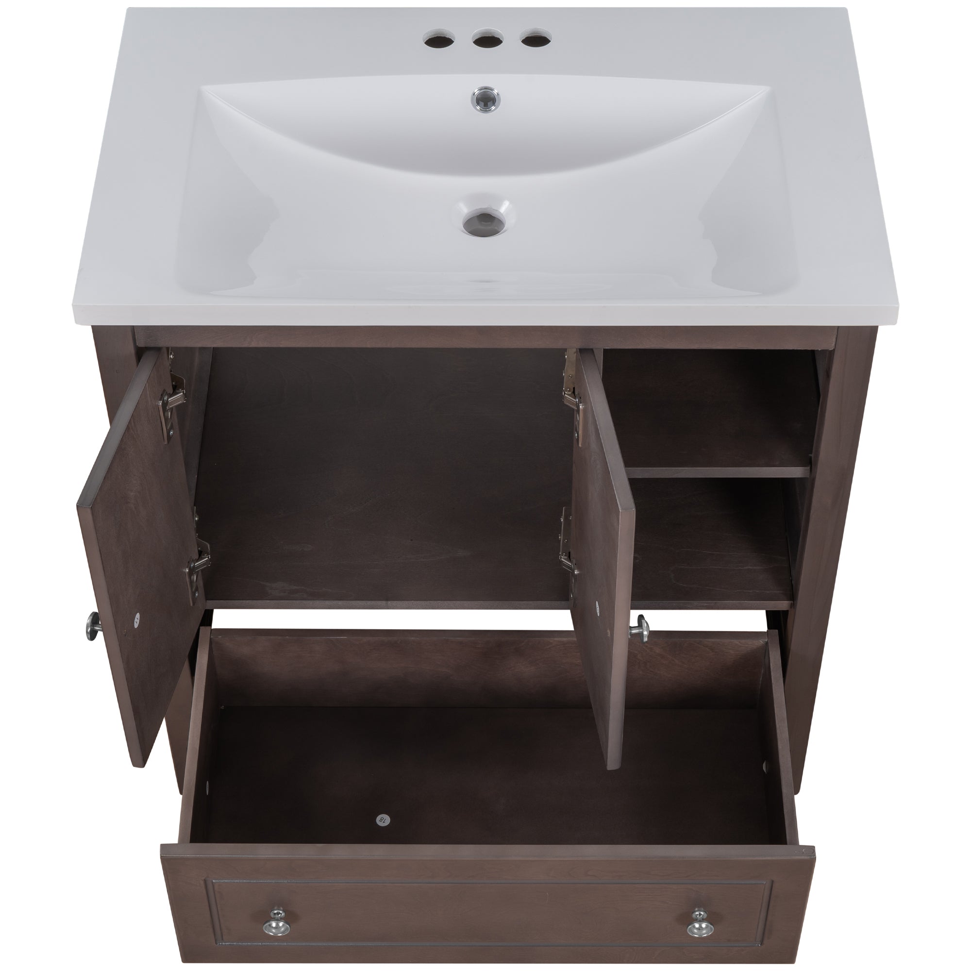30 in. W x 18. in D. x 32 in. H Bath Vanity with White Ceramic Top