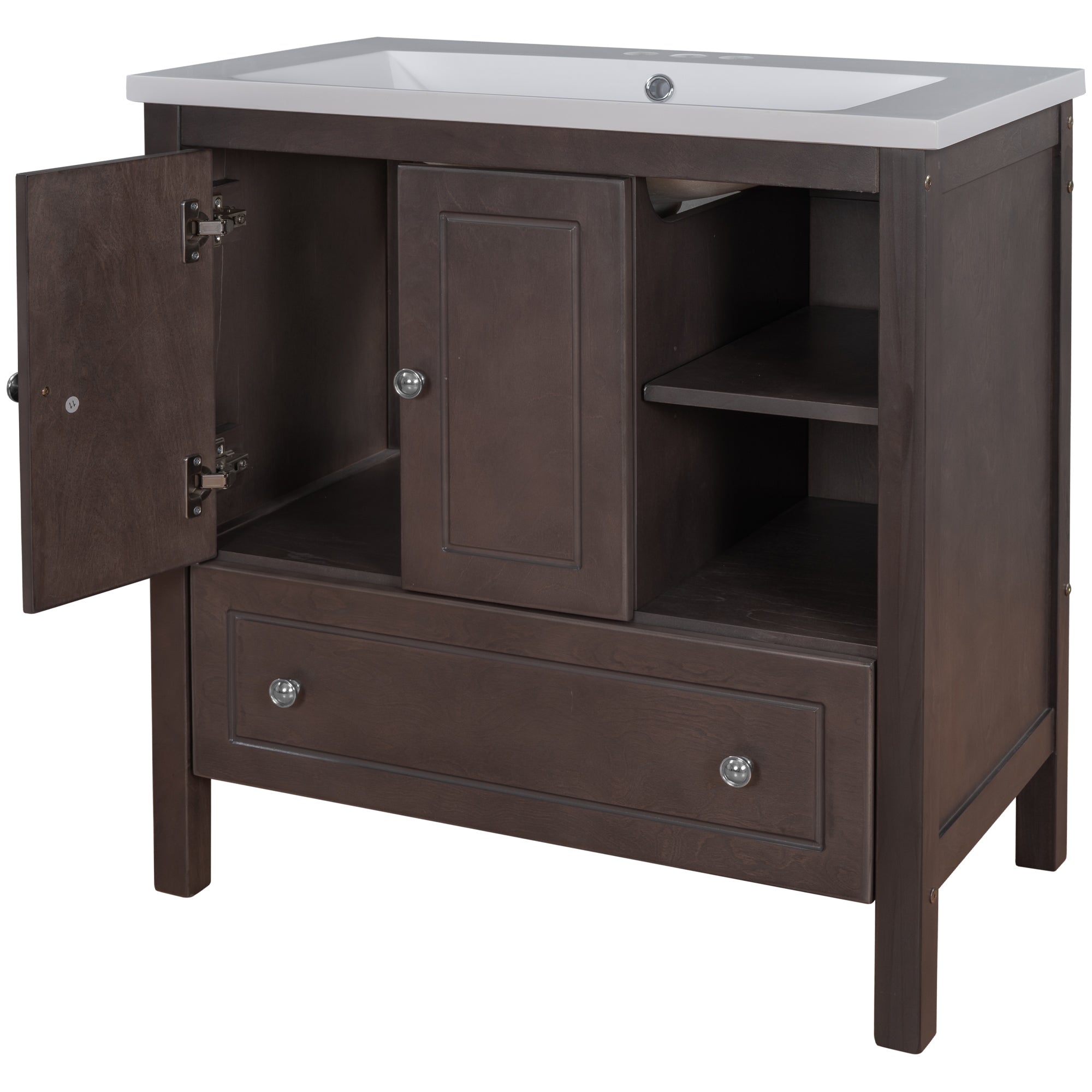 30 in. W x 18. in D. x 32 in. H Bath Vanity with White Ceramic Top