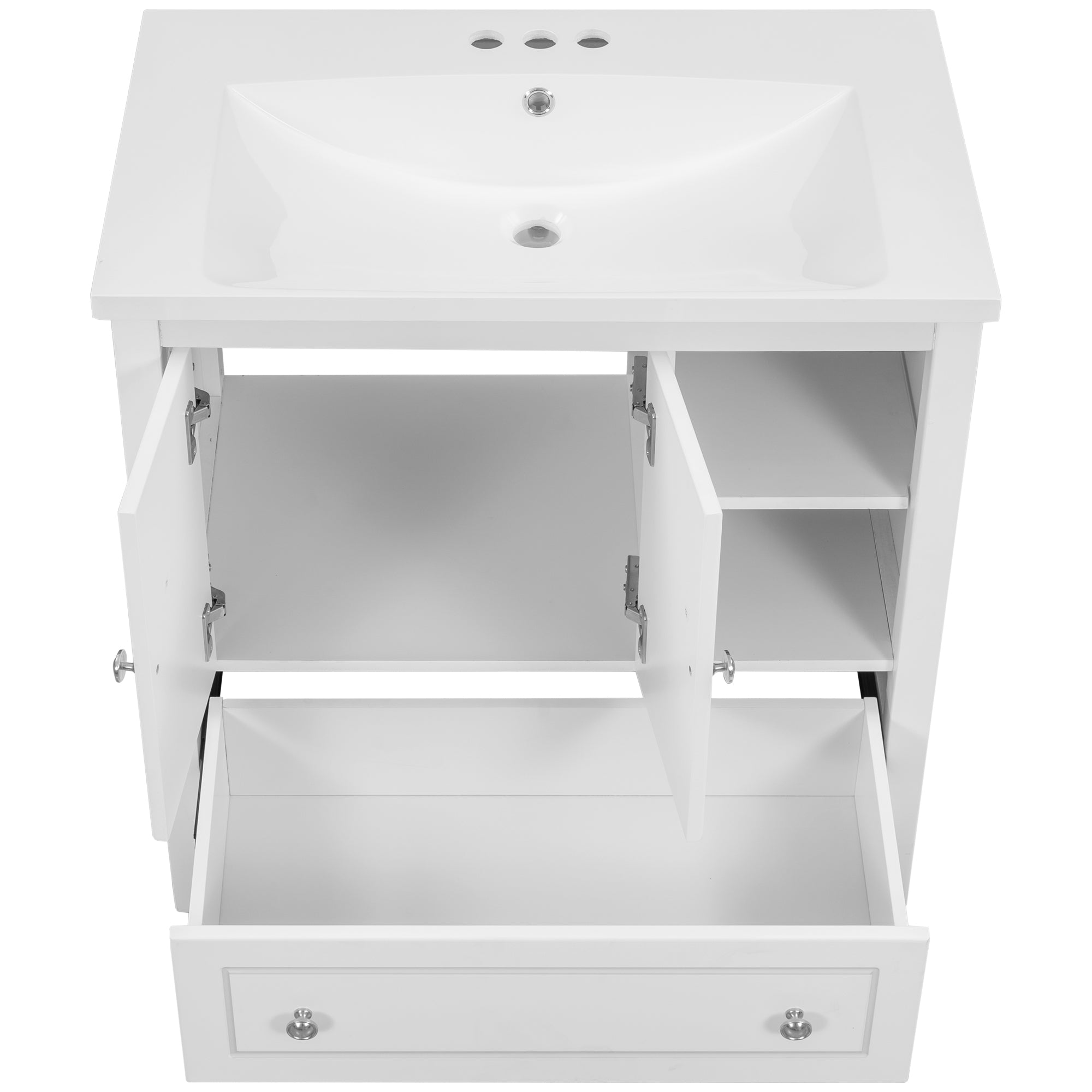30 in. W x 18. in D. x 32 in. H Bath Vanity with White Ceramic Top