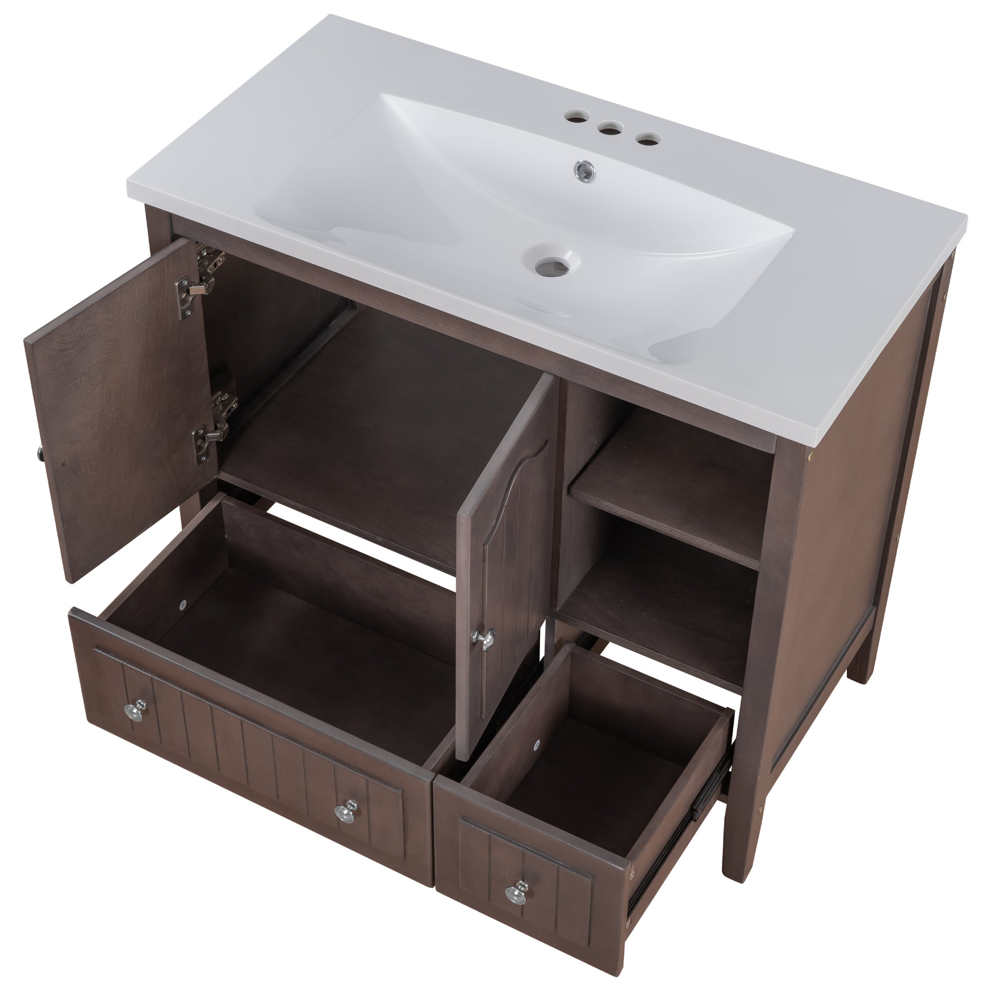 36 in. W x 18. in D. x 32 in. H Bath Vanity with White Ceramic Top