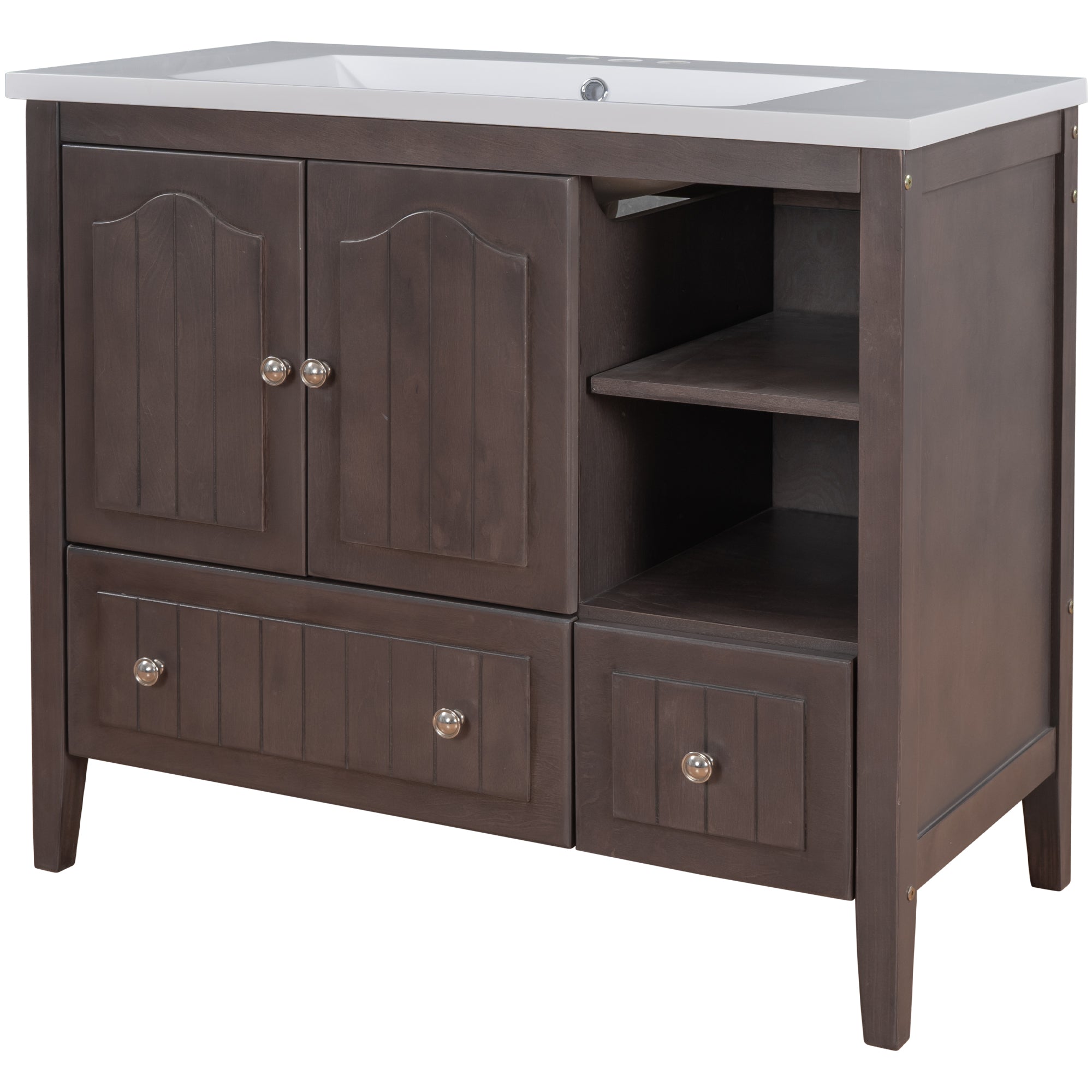 36 in. W x 18. in D. x 32 in. H Bath Vanity with White Ceramic Top