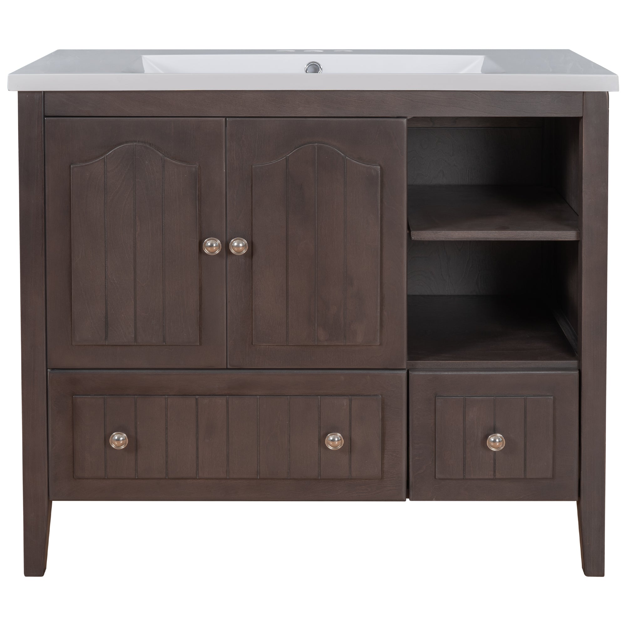 36 in. W x 18. in D. x 32 in. H Bath Vanity with White Ceramic Top