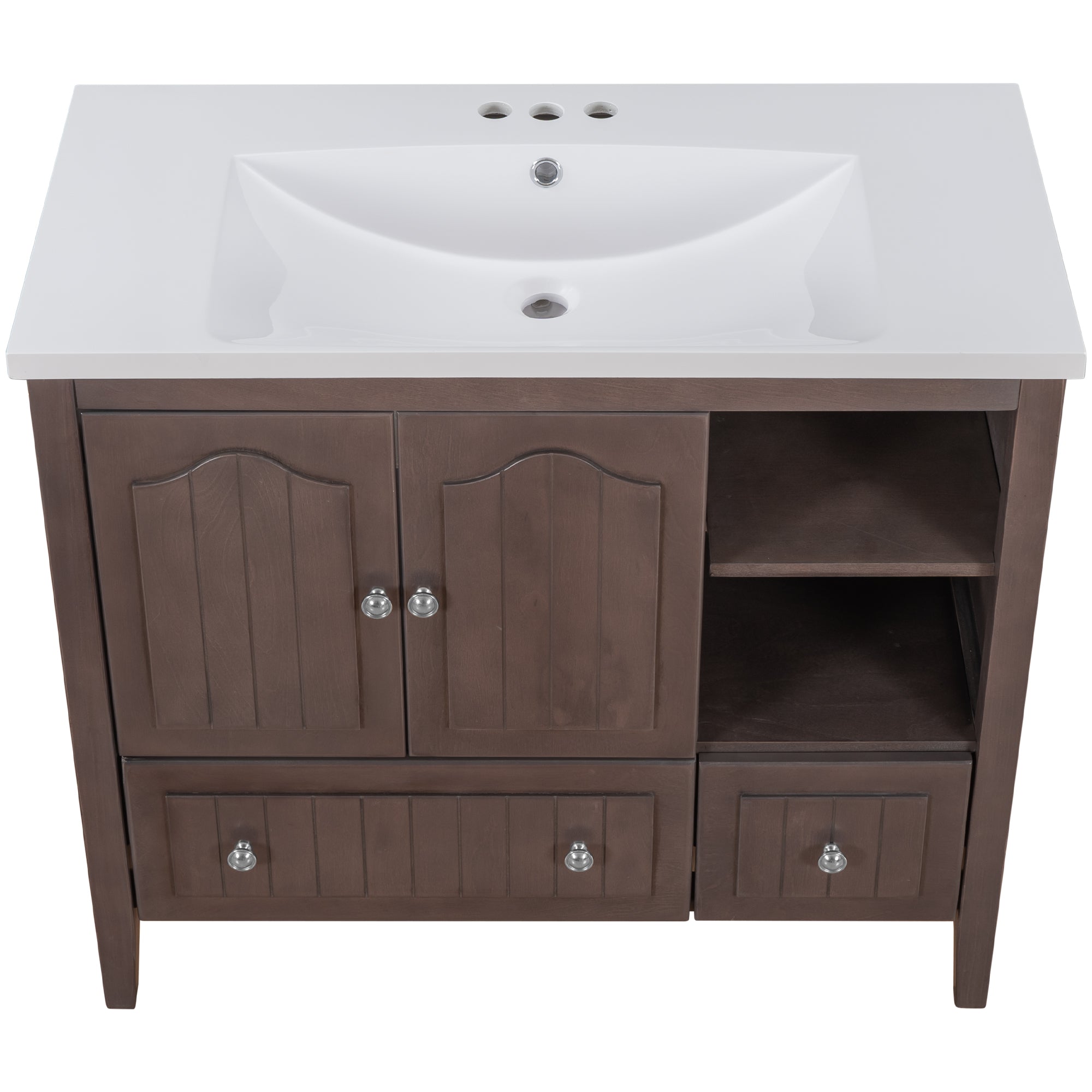 36 in. W x 18. in D. x 32 in. H Bath Vanity with White Ceramic Top