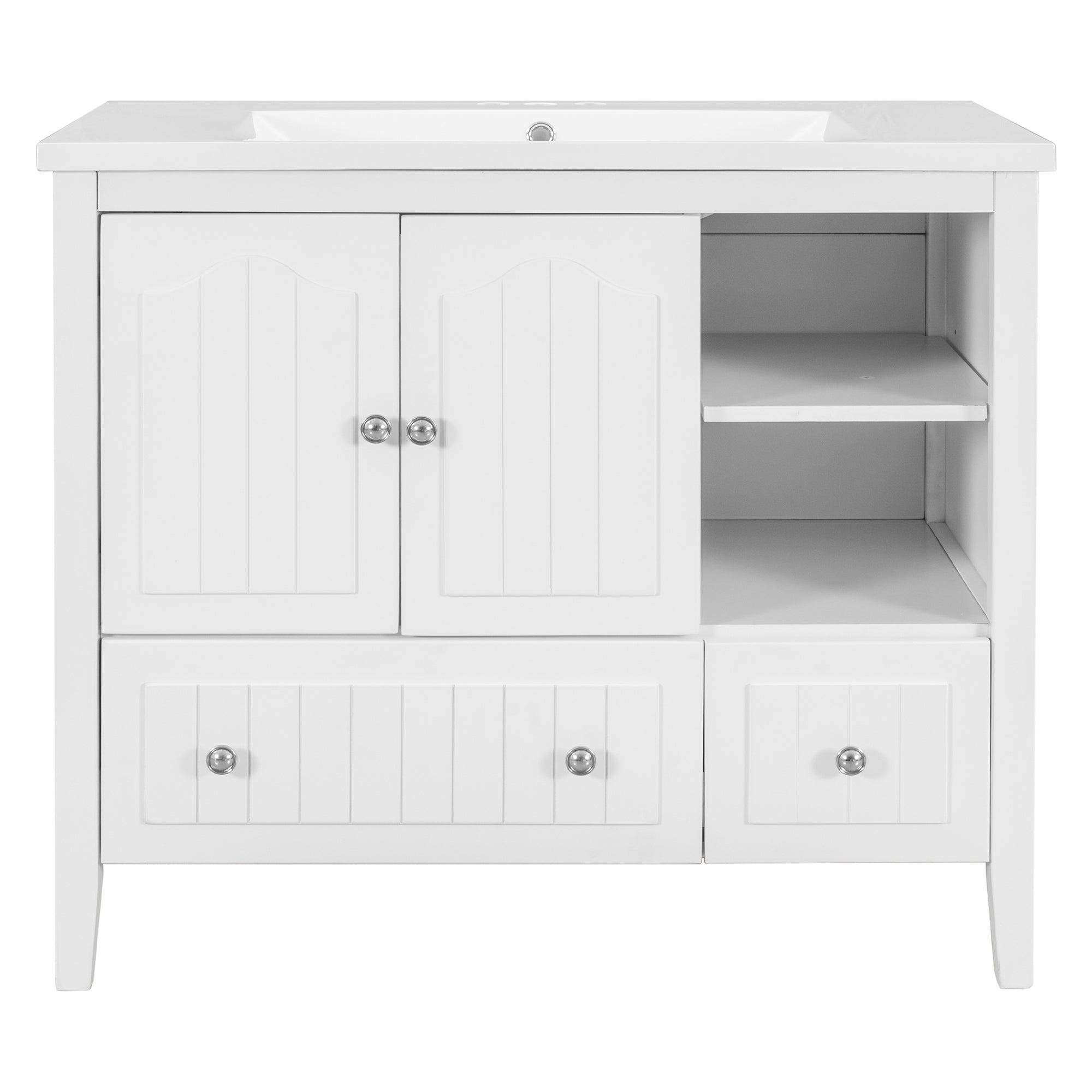 36 in. W x 18. in D. x 32 in. H Bath Vanity with White Ceramic Top