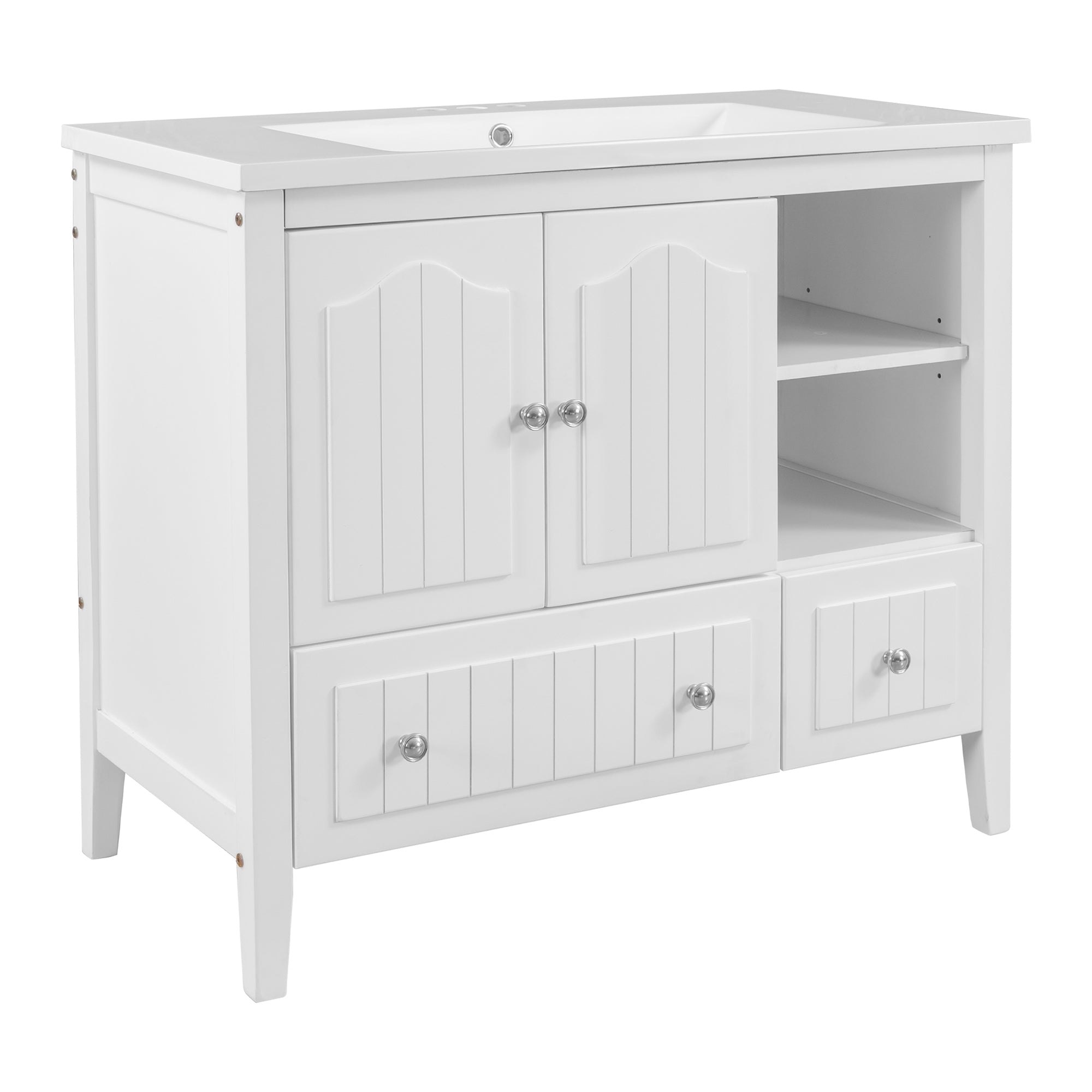 36 in. W x 18. in D. x 32 in. H Bath Vanity with White Ceramic Top