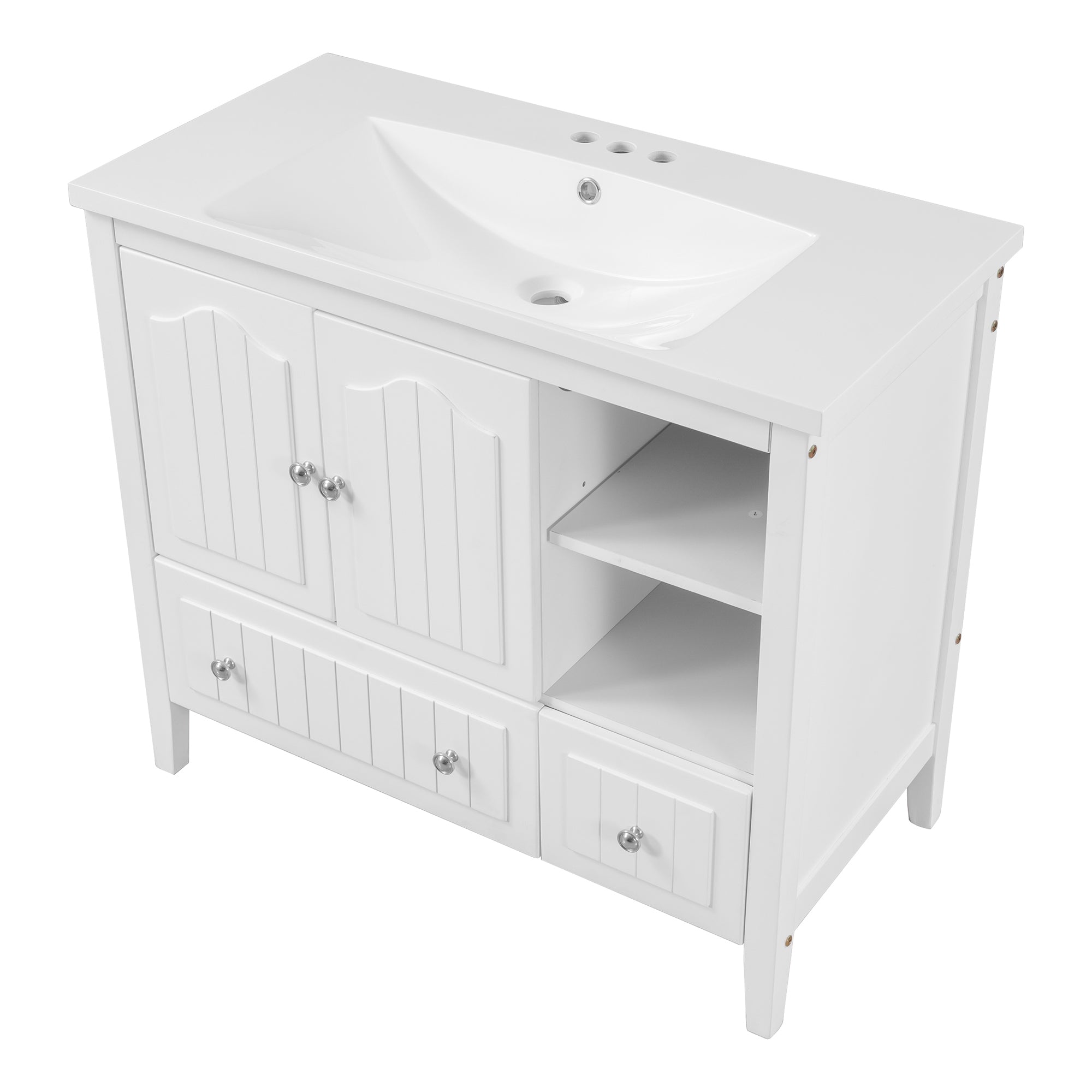 36 in. W x 18. in D. x 32 in. H Bath Vanity with White Ceramic Top