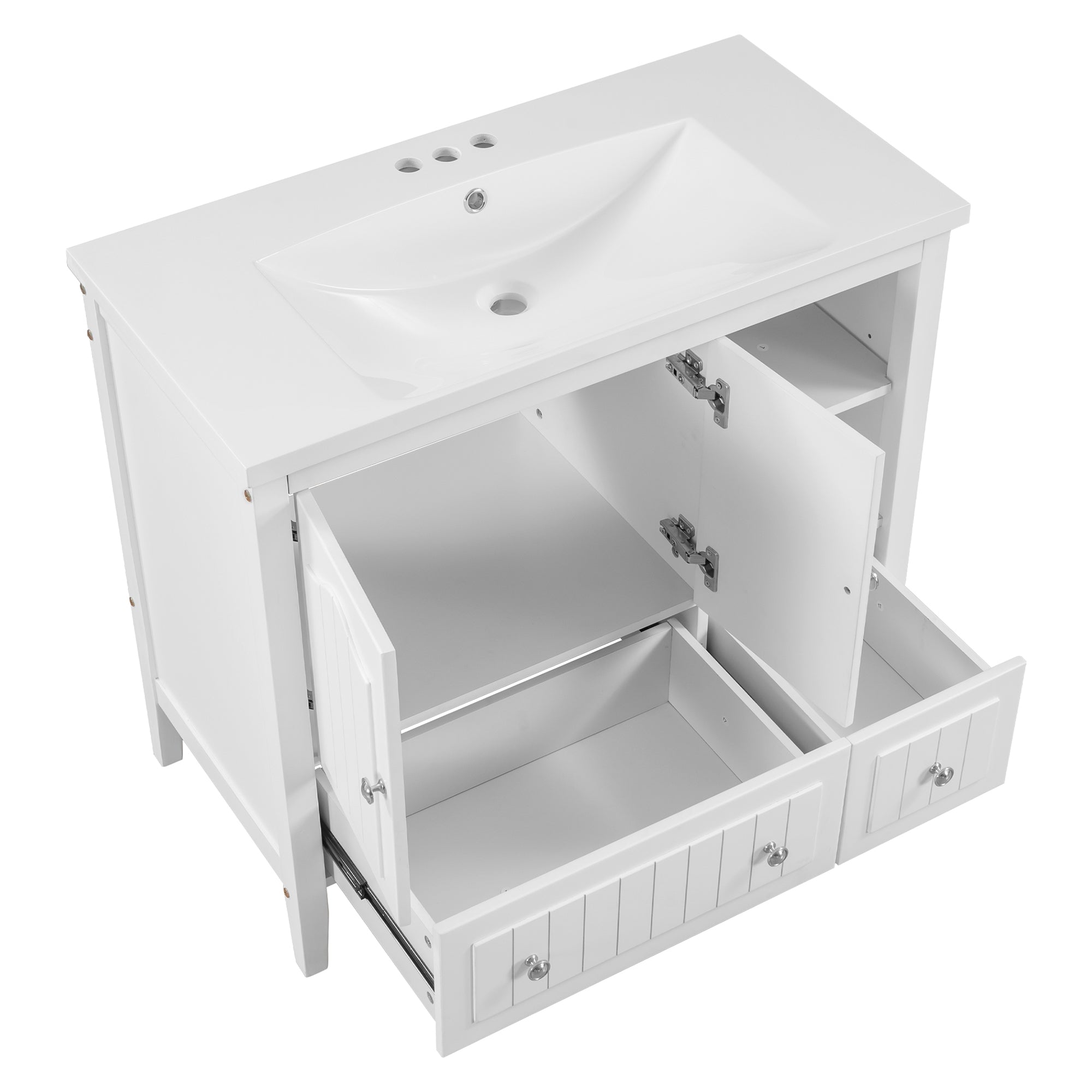 36 in. W x 18. in D. x 32 in. H Bath Vanity with White Ceramic Top