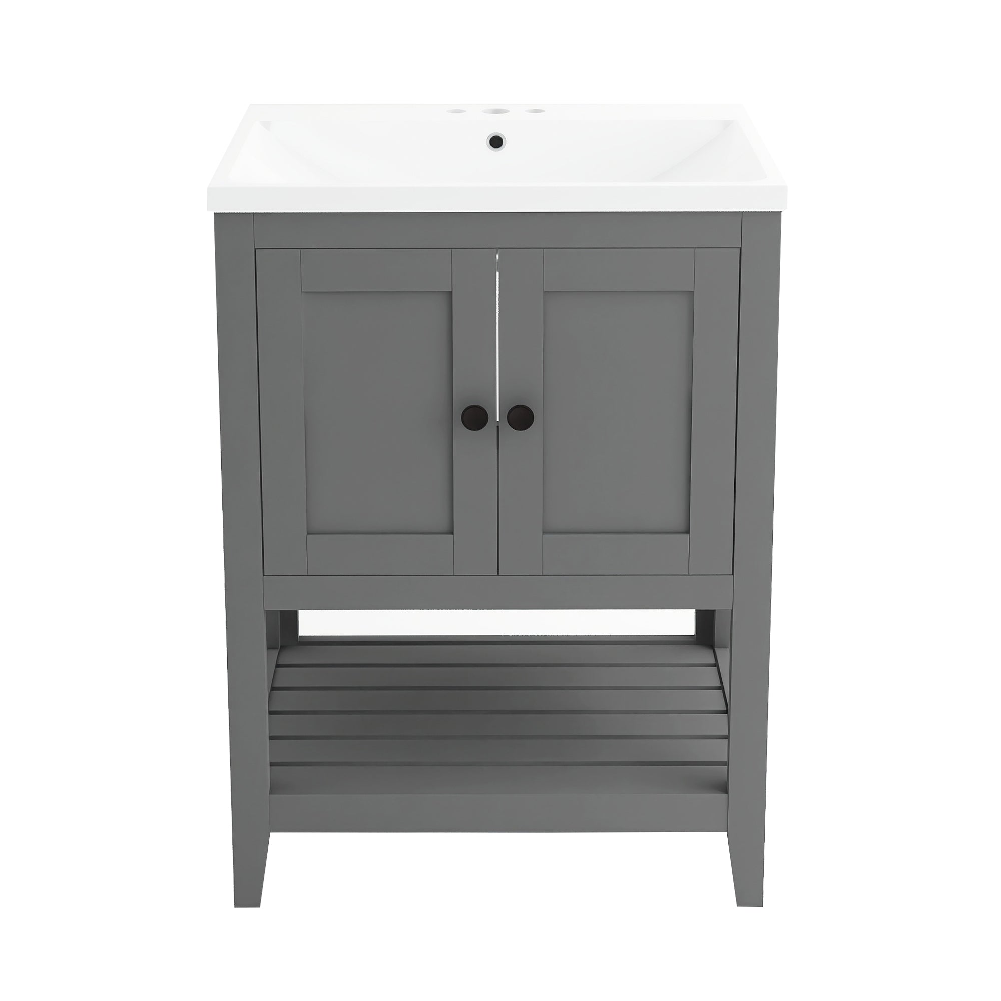 24" Wood Freestanding Bathroom Vanity with Integrated Ceramic Sink