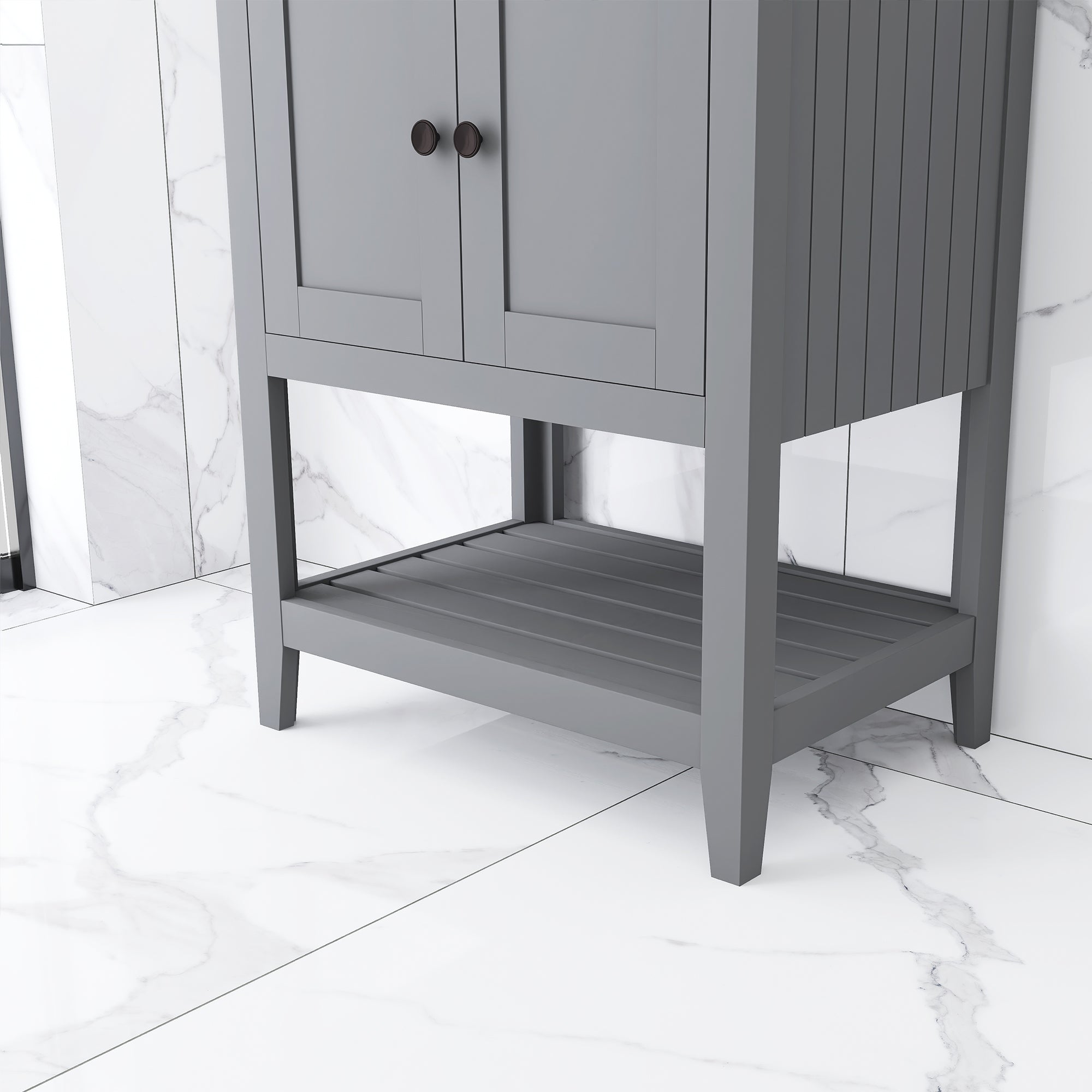 24" Wood Freestanding Bathroom Vanity with Integrated Ceramic Sink