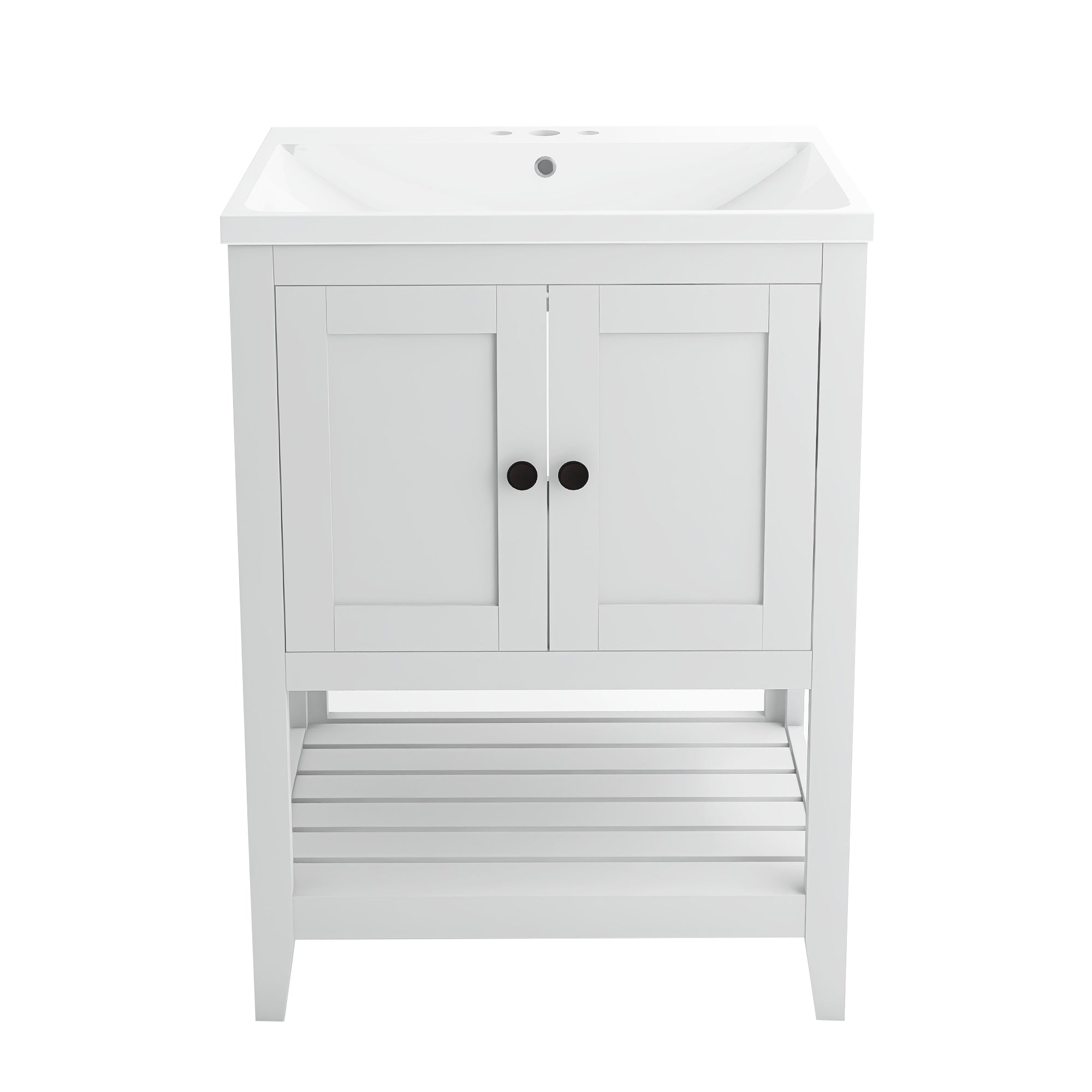 24" Wood Freestanding Bathroom Vanity with Integrated Ceramic Sink