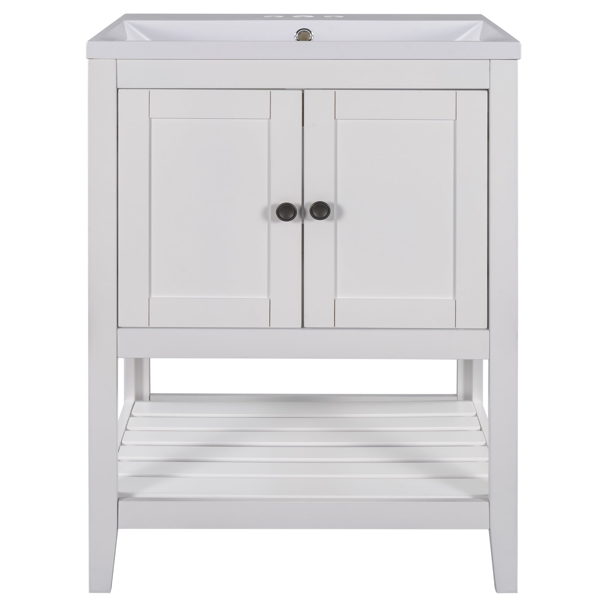 24" Wood Freestanding Bathroom Vanity with Integrated Ceramic Sink
