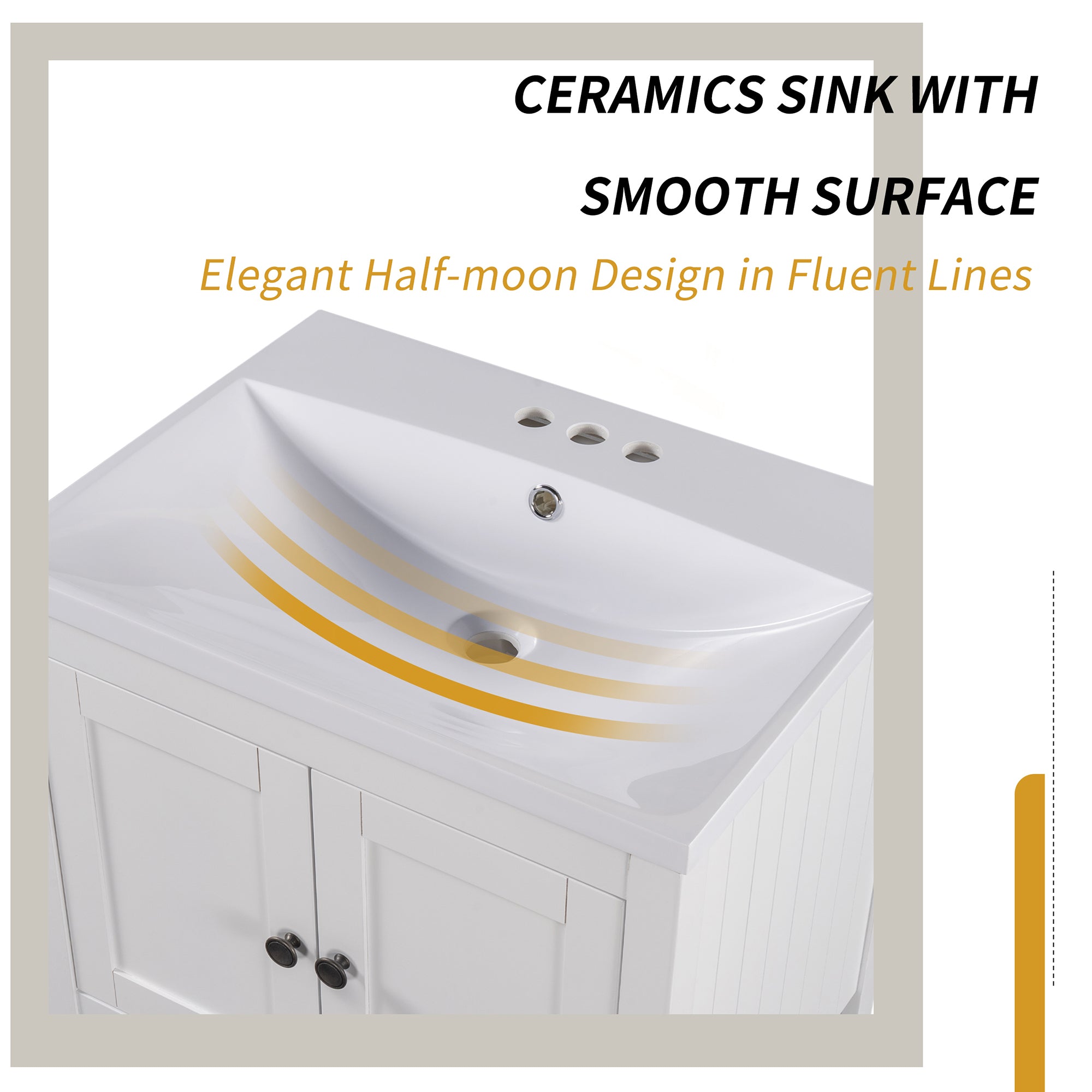 24" Wood Freestanding Bathroom Vanity with Integrated Ceramic Sink