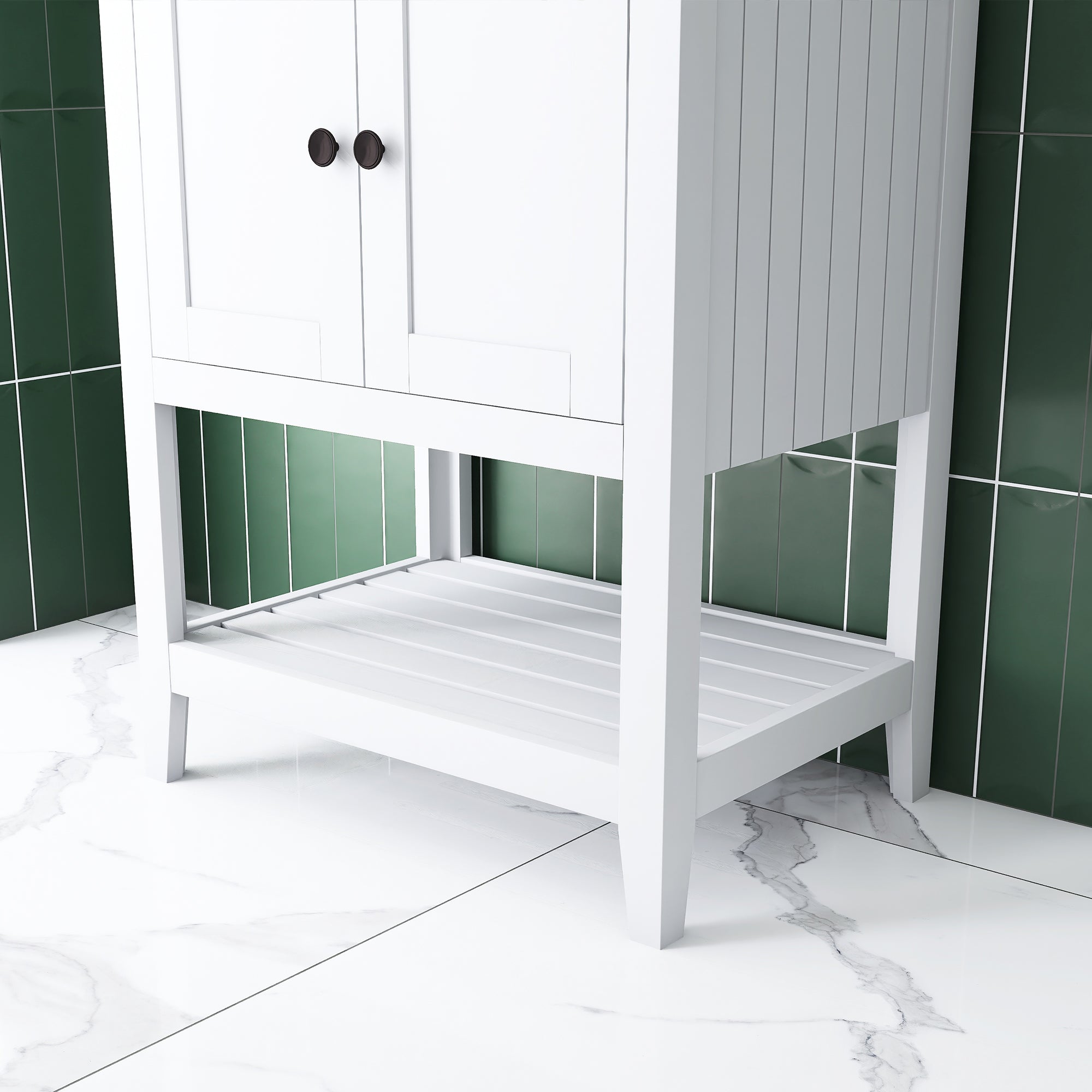 24" Wood Freestanding Bathroom Vanity with Integrated Ceramic Sink