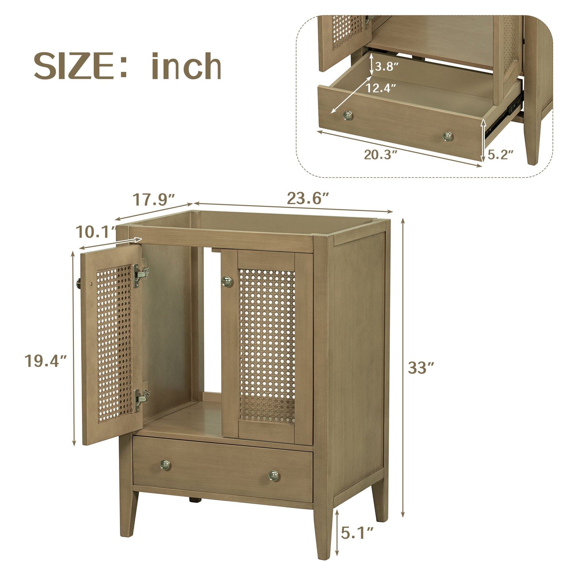 24 in. Freestanding Bath Vanity in Nature with White Ceramic Top