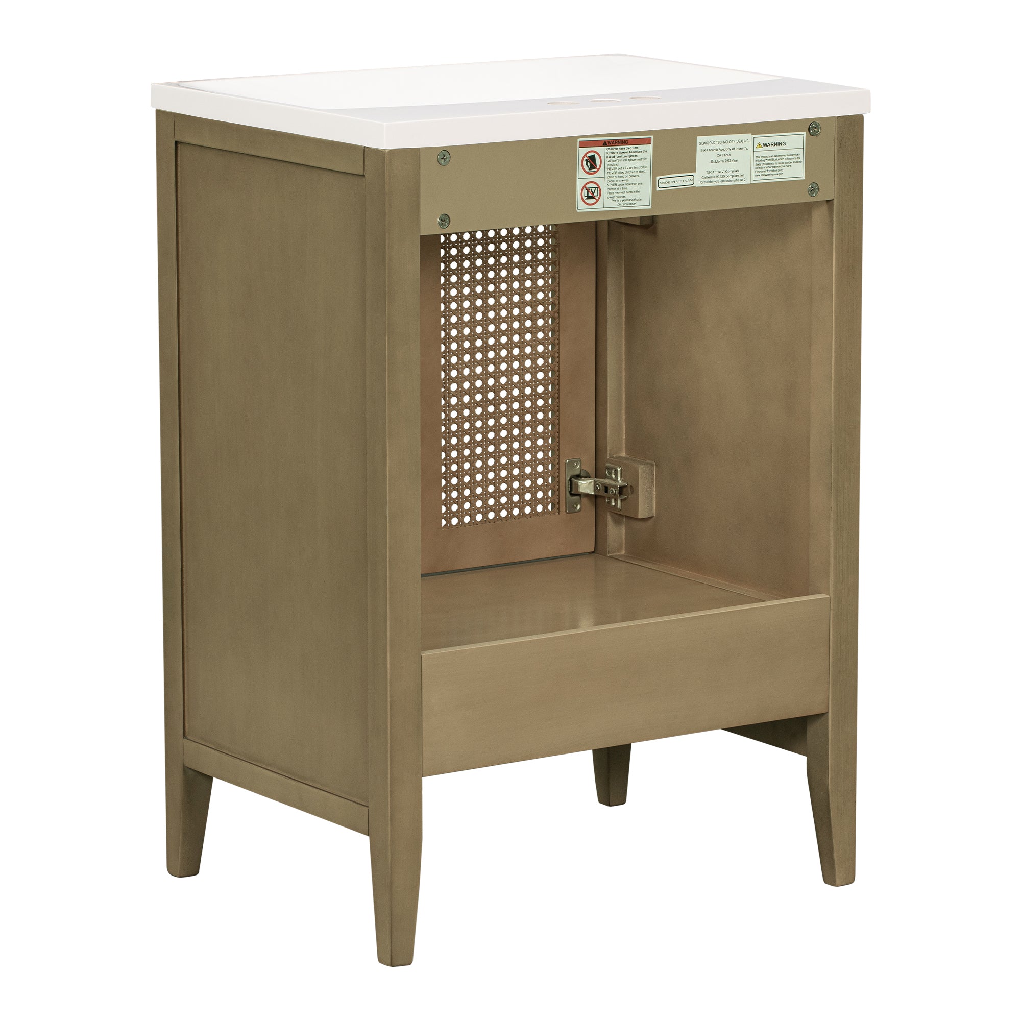 24 in. Freestanding Bath Vanity in Nature with White Ceramic Top