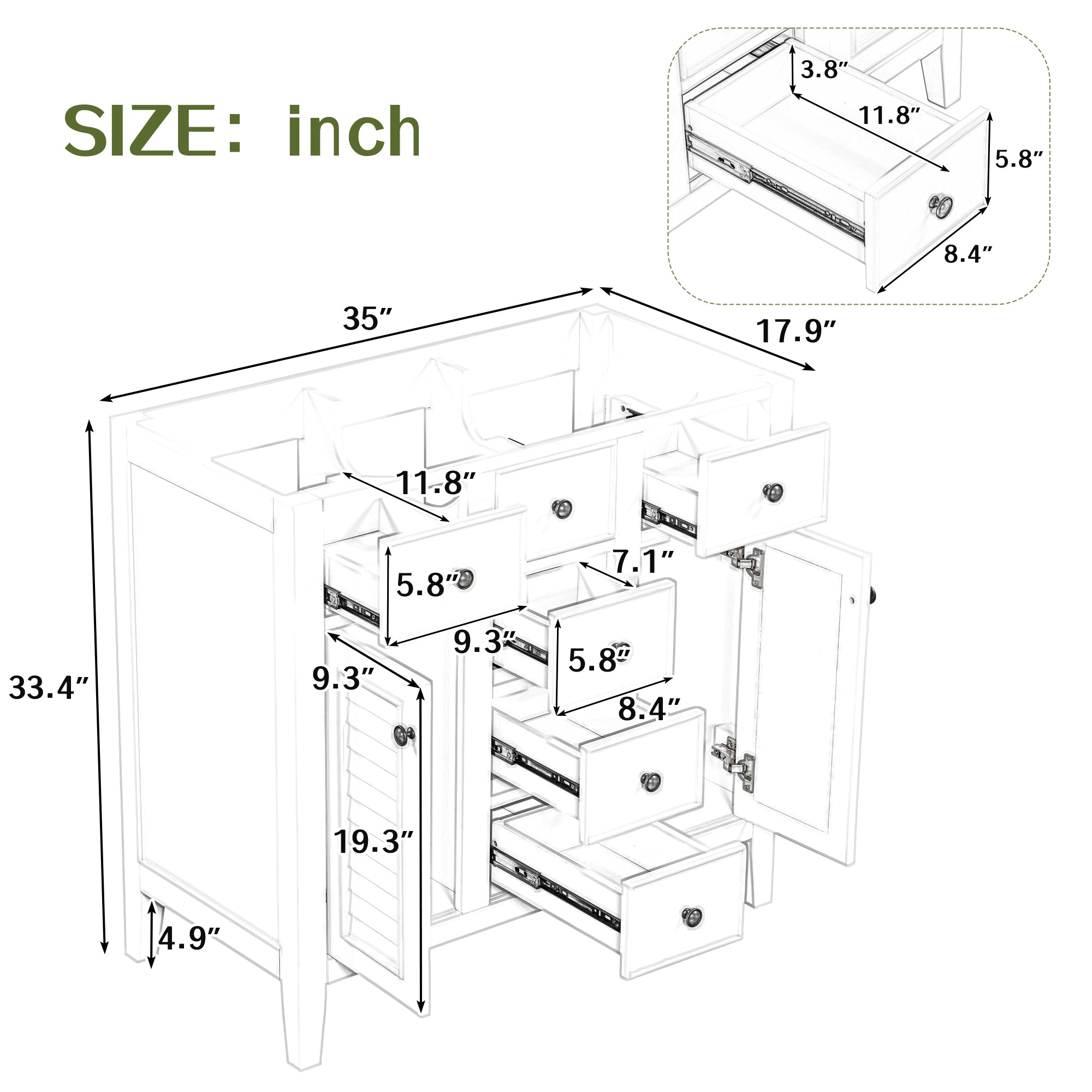 36 in. W x 18 in. D Bathroom Vanity in White with White Ceramic Sink