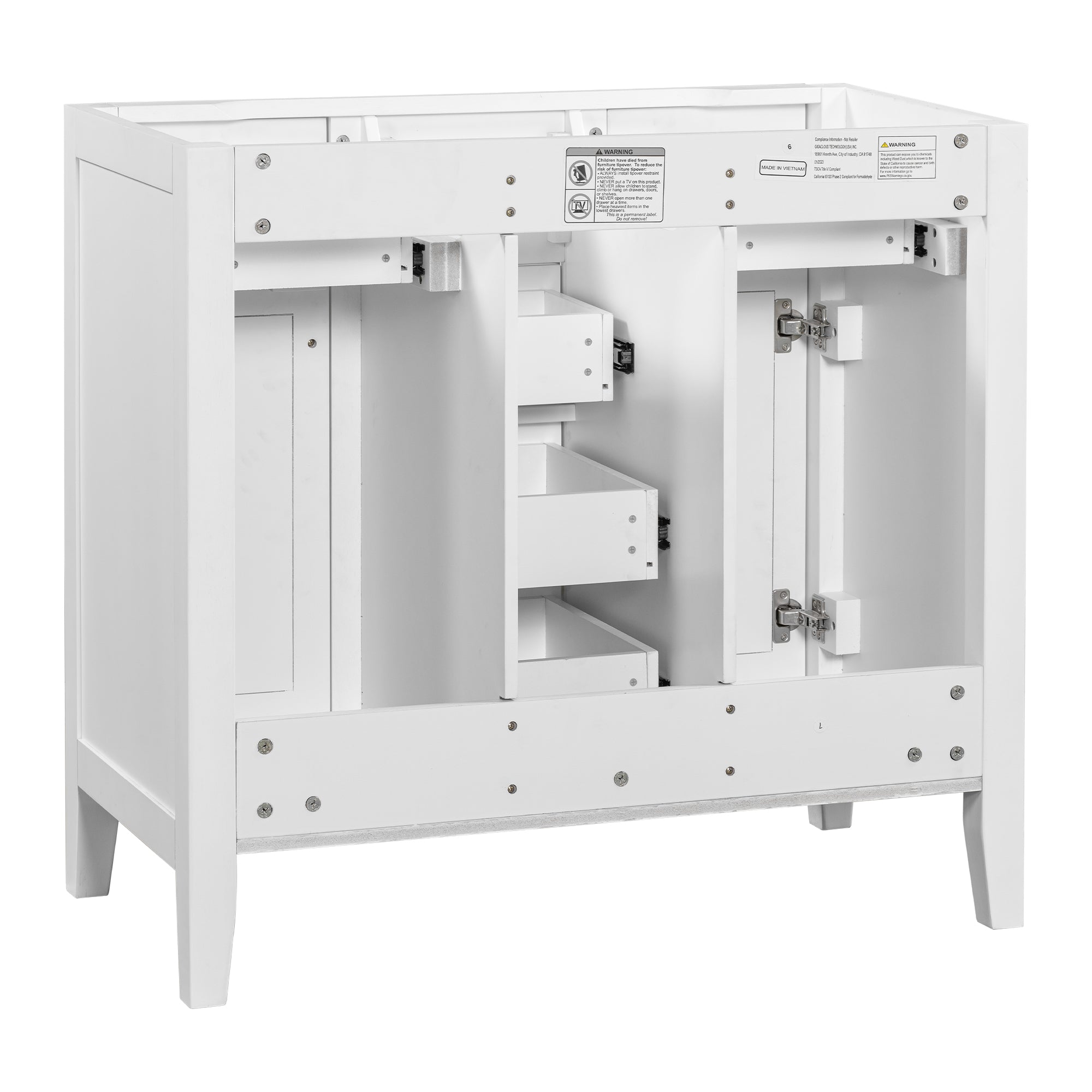 36 in. W x 18 in. D Bathroom Vanity in White with White Ceramic Sink