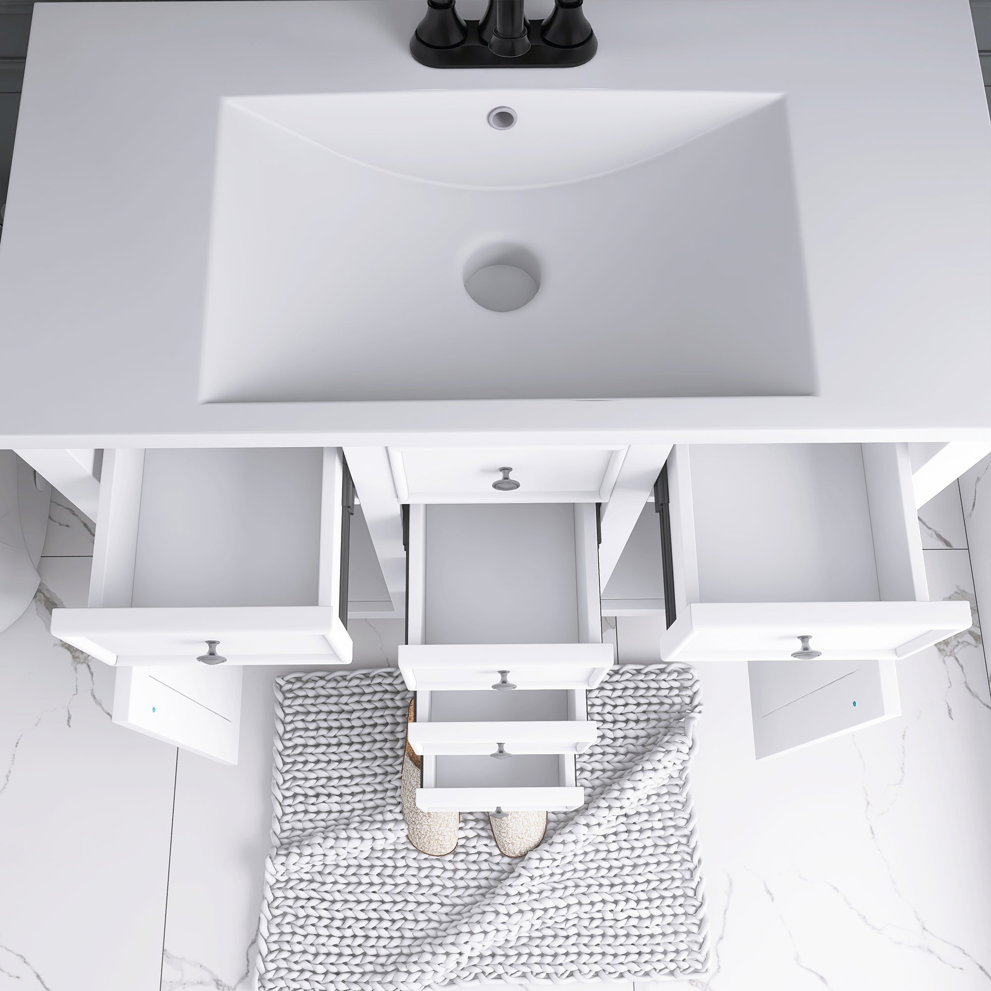 36 in. W x 18 in. D Bathroom Vanity in White with White Ceramic Sink