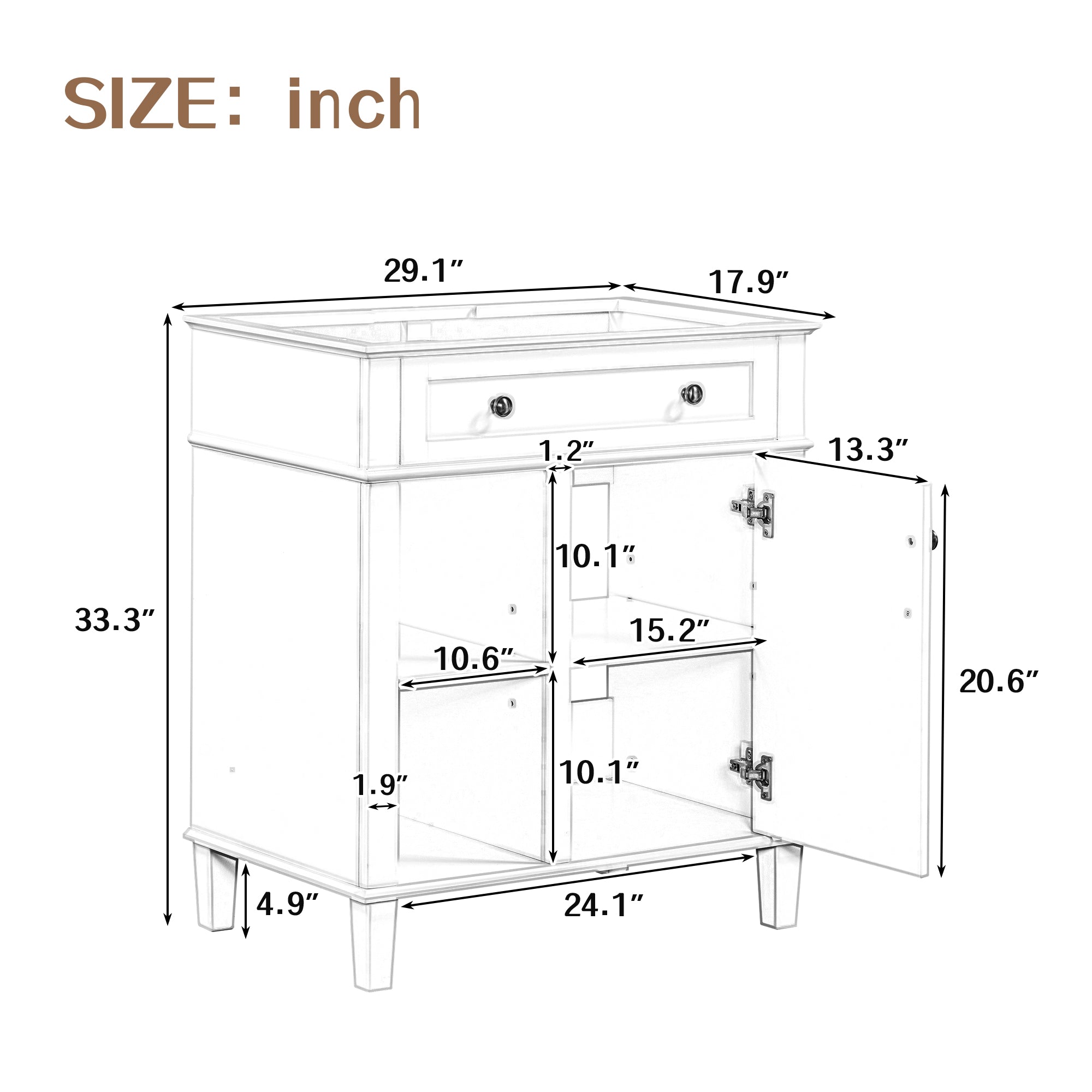 30 in. W x 18 in. D Bathroom Vanity in White with White Ceramic Sink