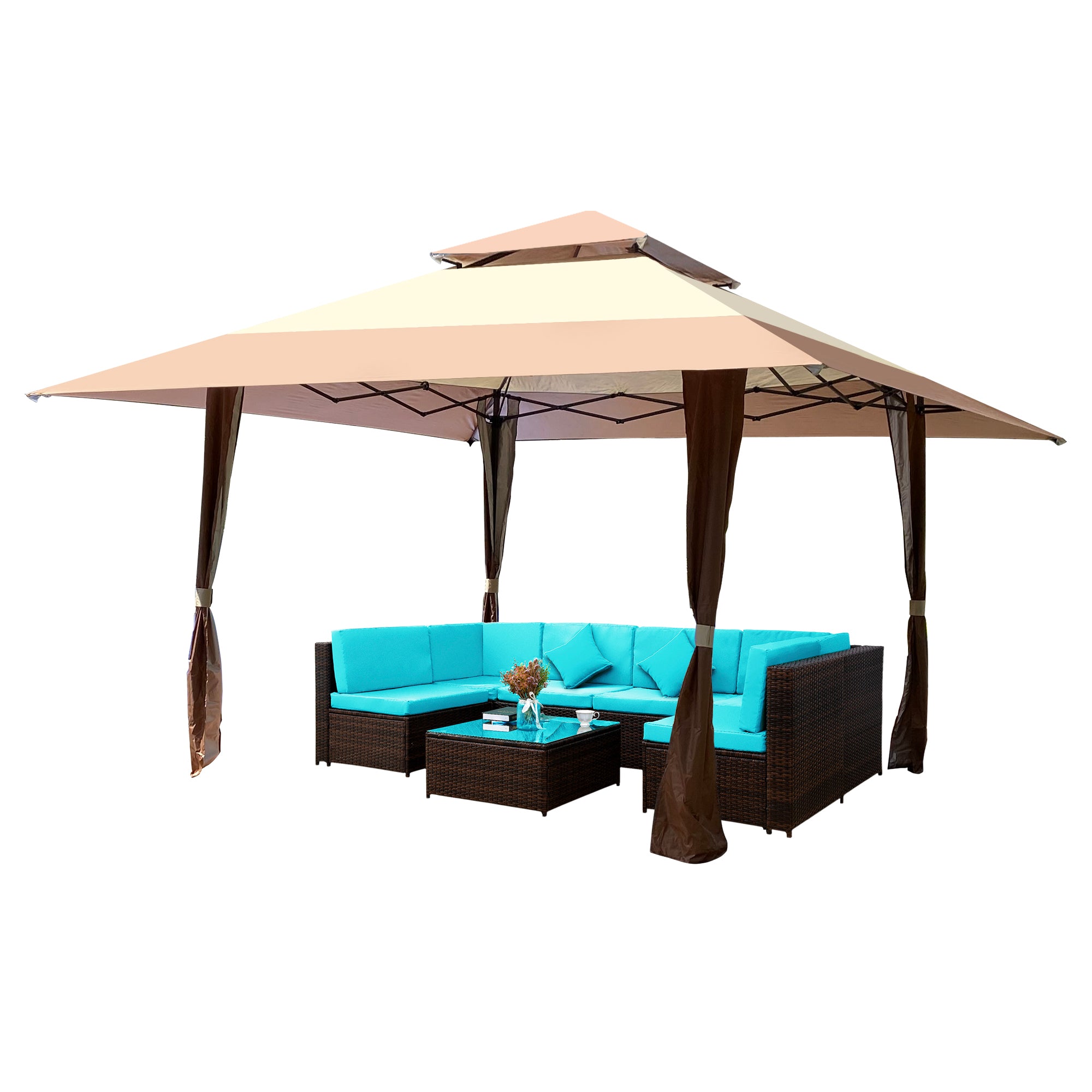 13' X 13'  Steel Polyester Soft-Top Outdoor Canopy Gazebo