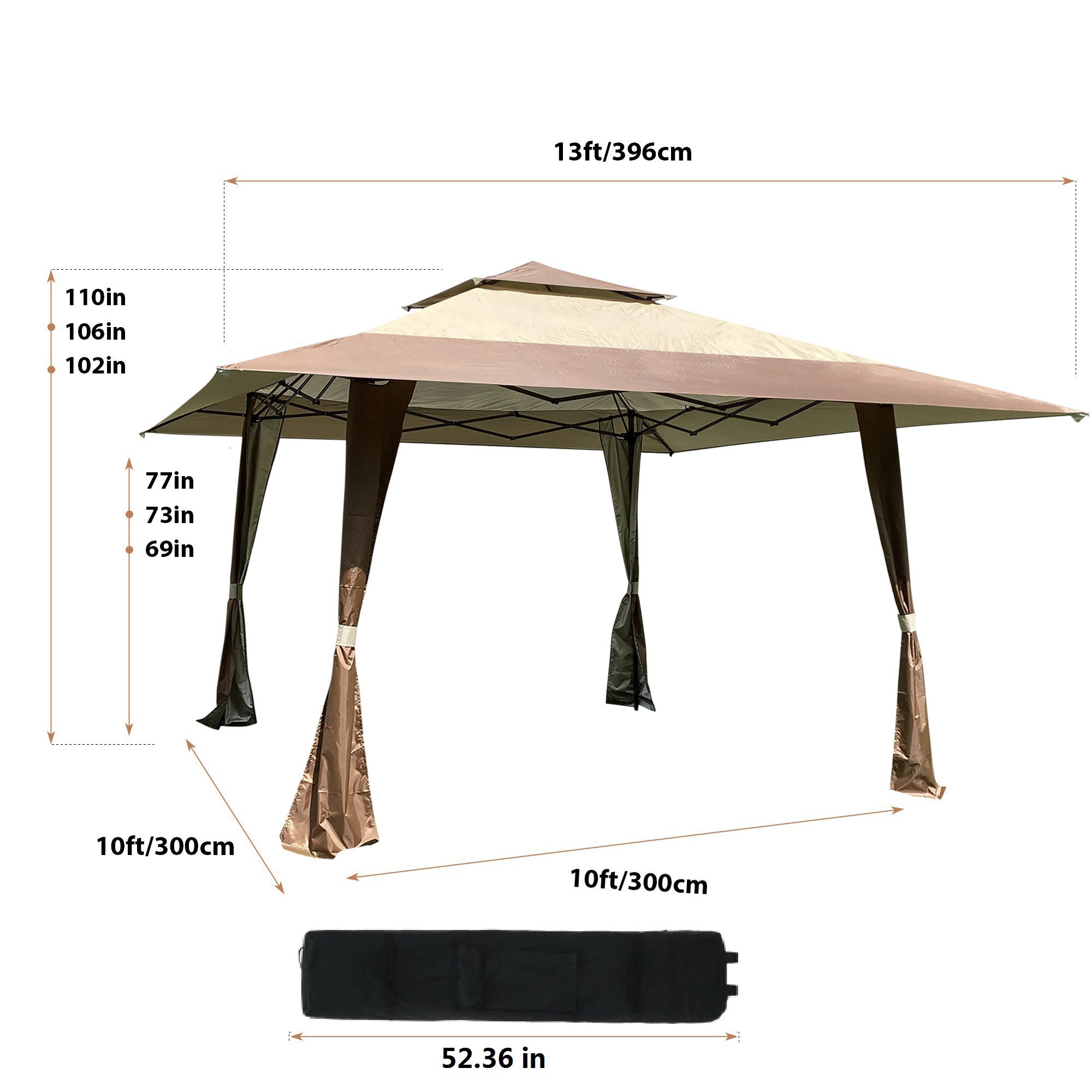 13' X 13'  Steel Polyester Soft-Top Outdoor Canopy Gazebo