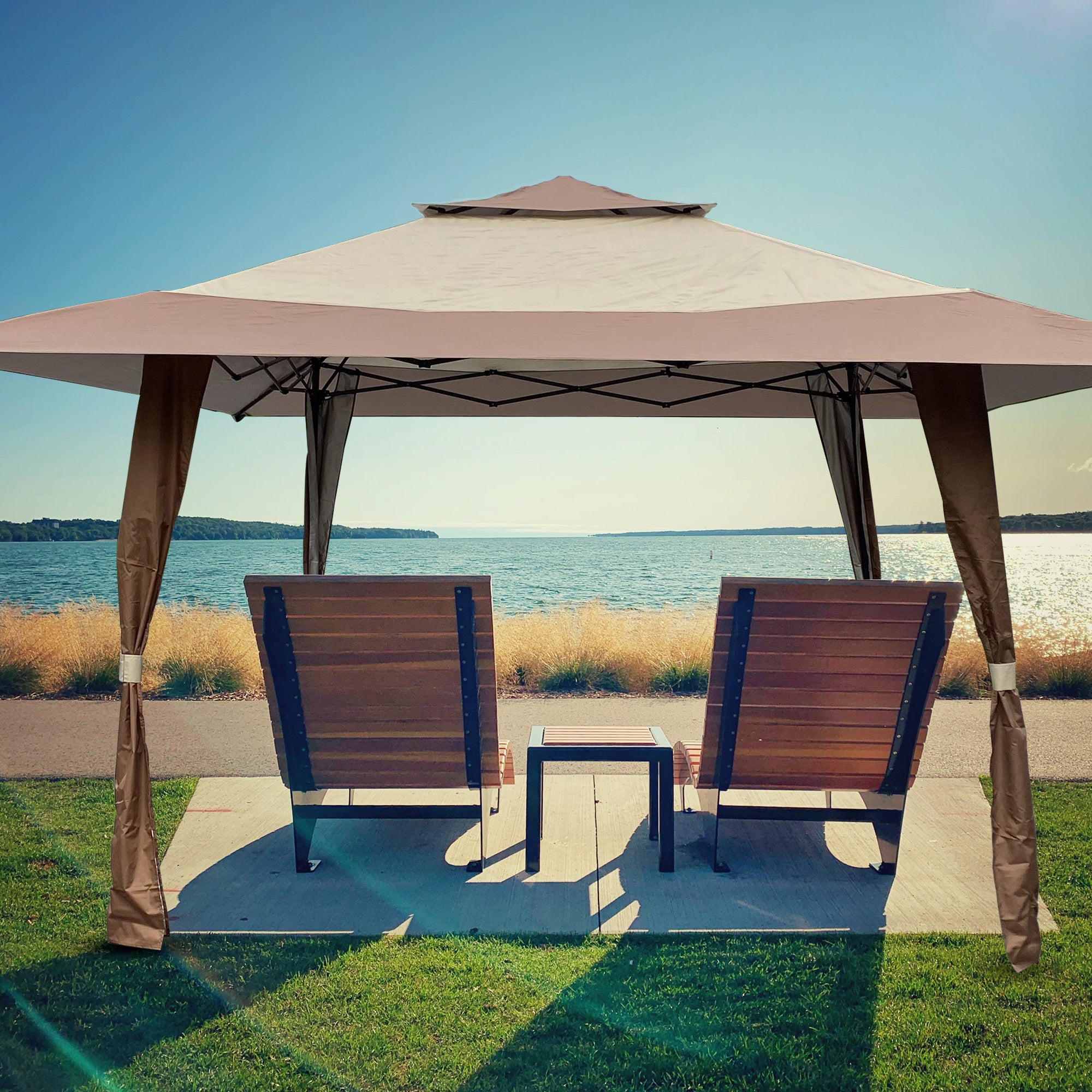 13' X 13'  Steel Polyester Soft-Top Outdoor Canopy Gazebo