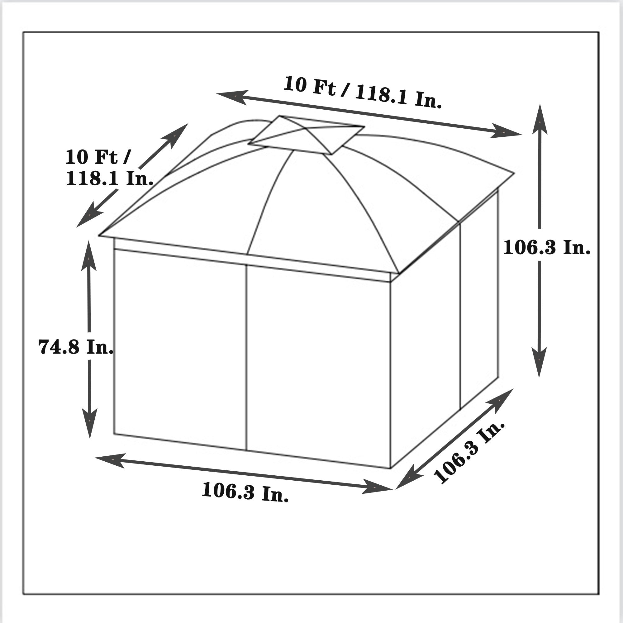 10' X 10'  Steel Polyester Soft-Top Outdoor Canopy Gazebo Tent