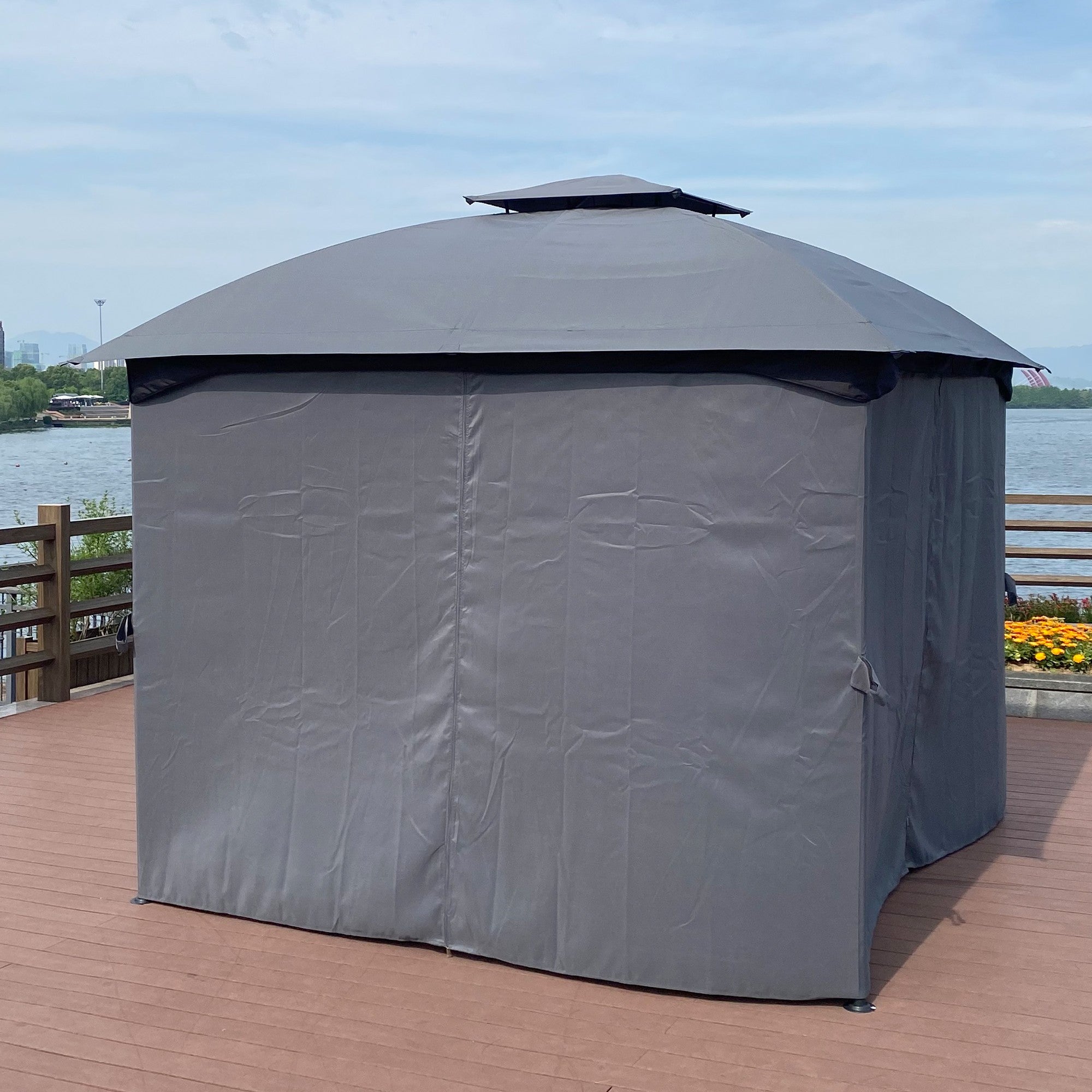 10' X 10'  Steel Polyester Soft-Top Outdoor Canopy Gazebo Tent