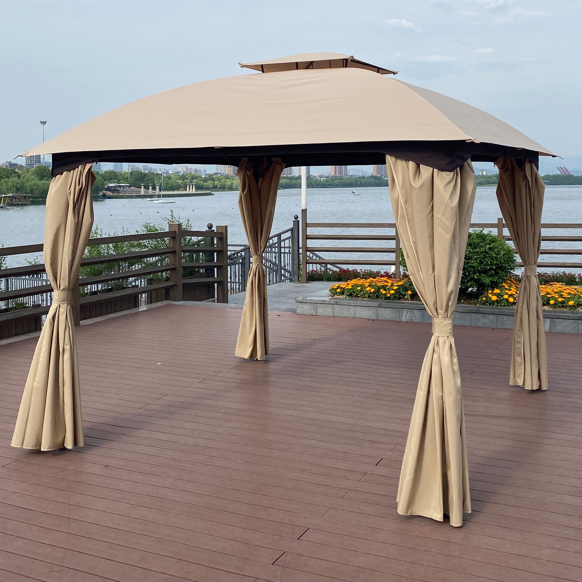 10' X 10'  Steel Polyester Soft-Top Outdoor Canopy Gazebo Tent