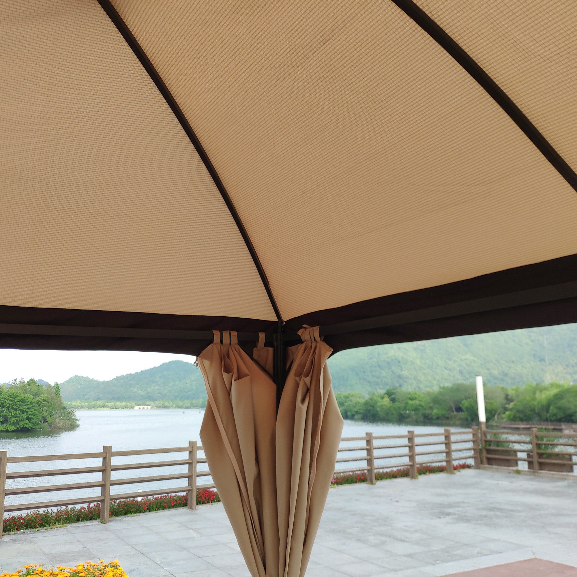 10' X 10'  Steel Polyester Soft-Top Outdoor Canopy Gazebo Tent