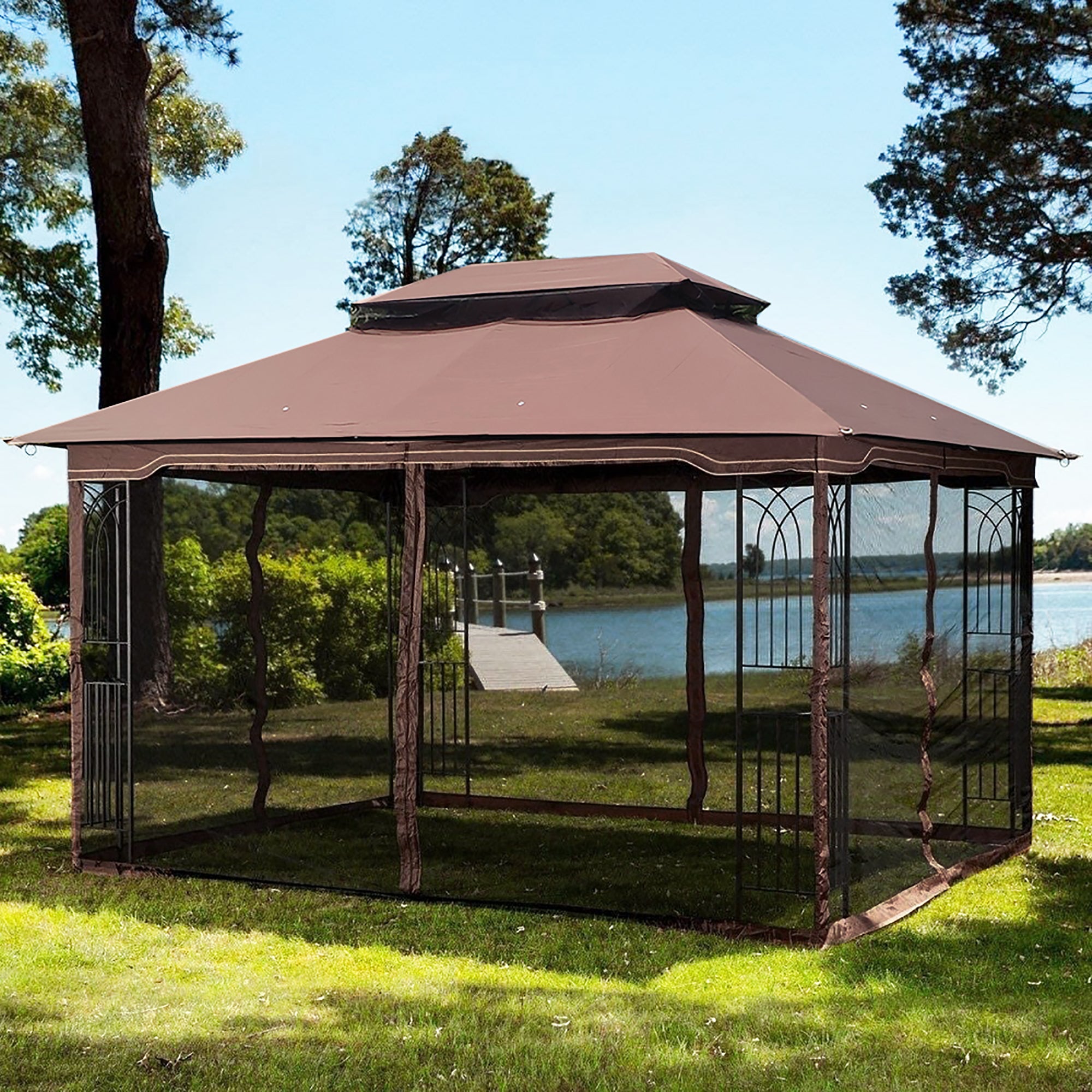 13' X 10 ' Polyester Soft-Top Outdoor Patio Gazebo Canopy Tent