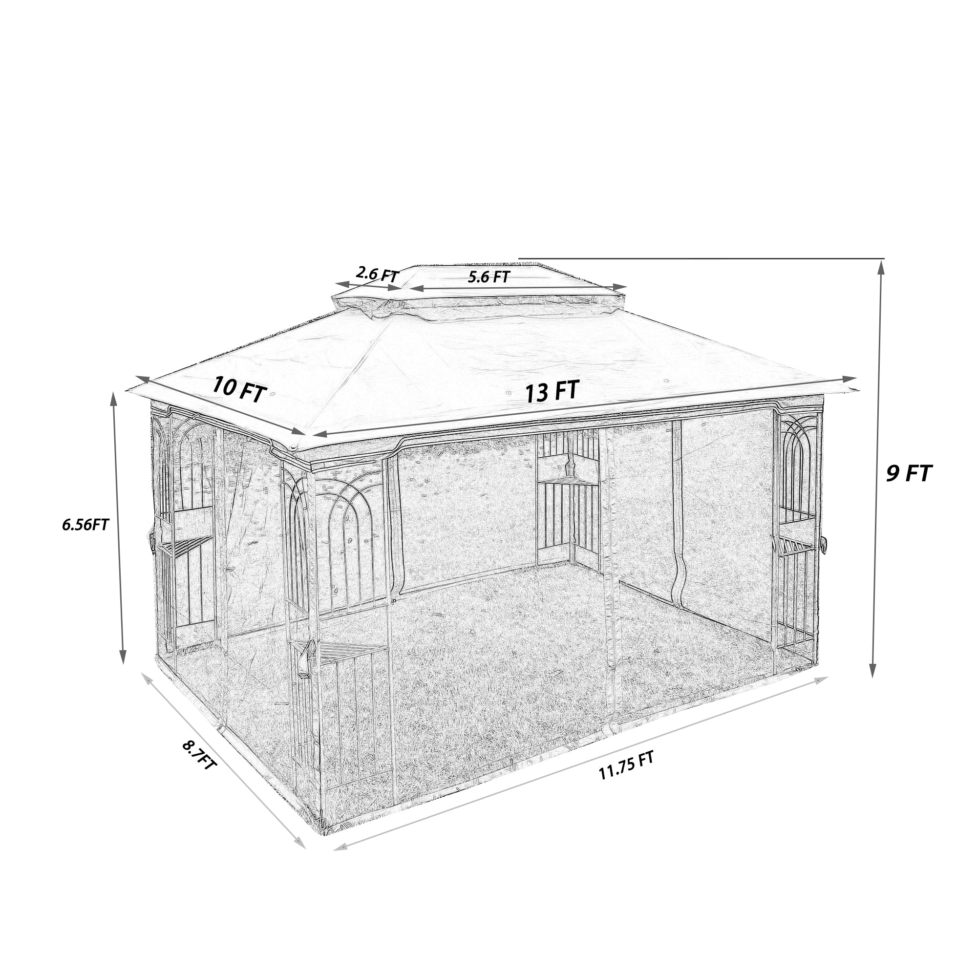 13' X 10 ' Polyester Soft-Top Outdoor Patio Gazebo Canopy Tent