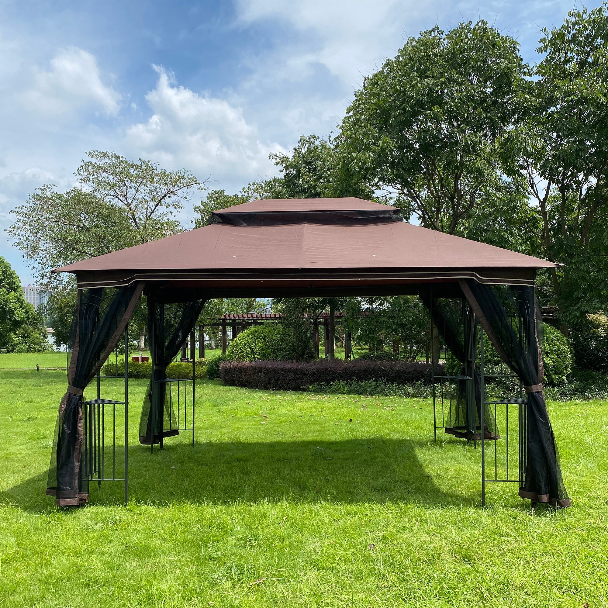 13' X 10 ' Polyester Soft-Top Outdoor Patio Gazebo Canopy Tent