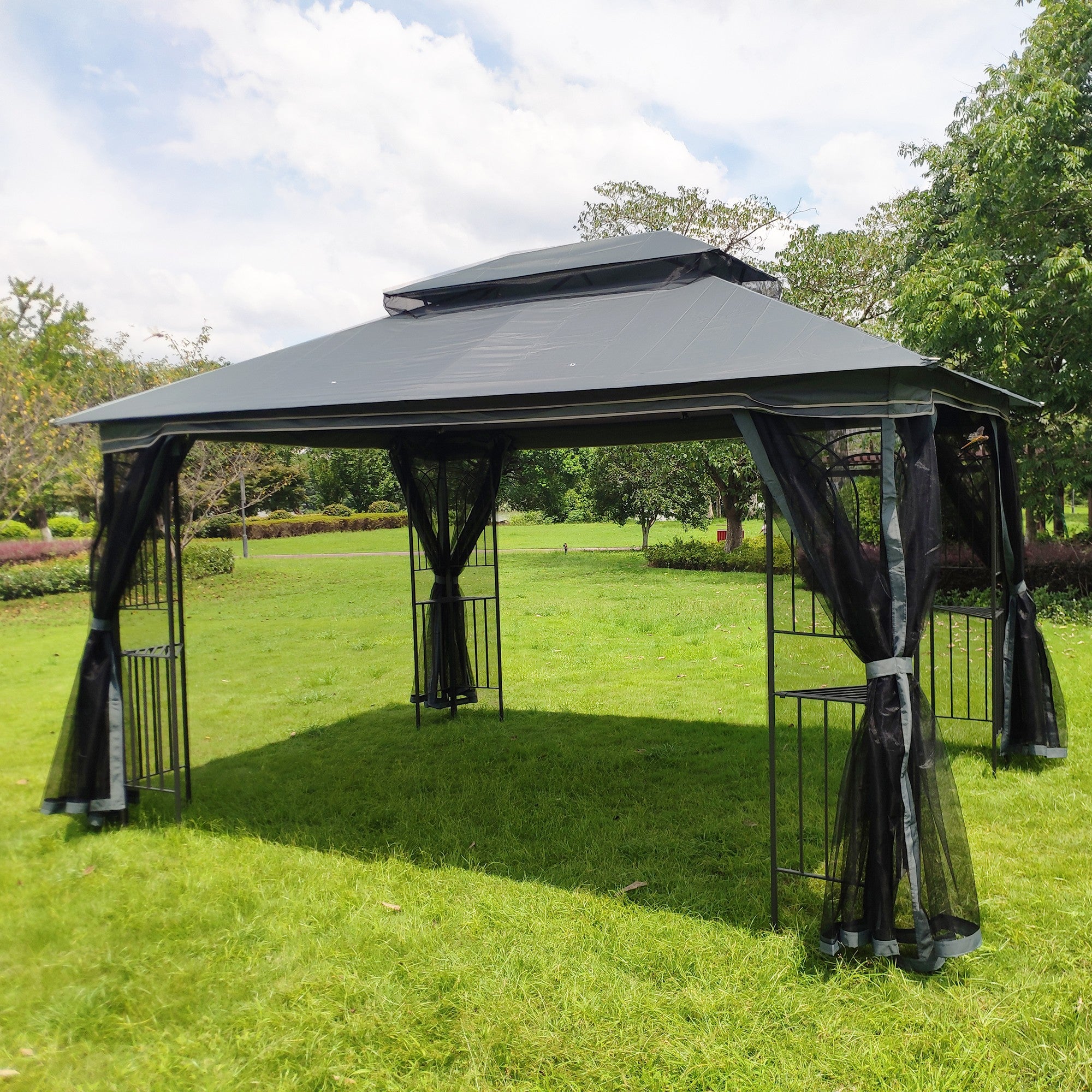 13' X 10 ' Polyester Soft-Top Outdoor Patio Gazebo Canopy Tent