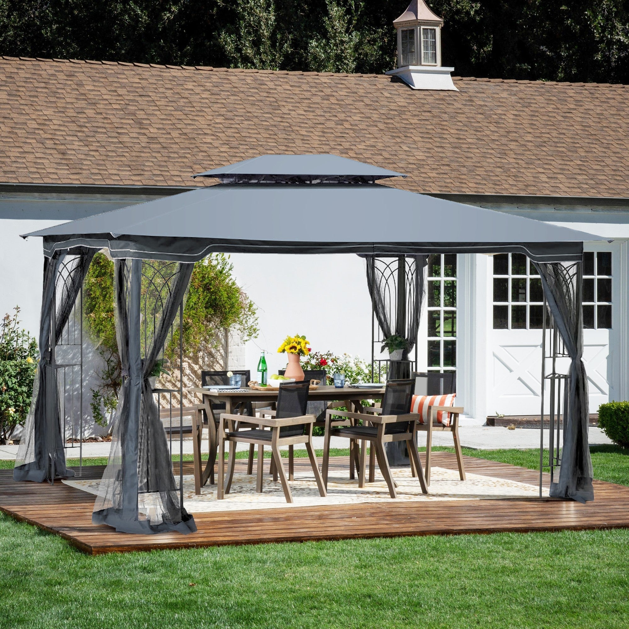 13' X 10 ' Polyester Soft-Top Outdoor Patio Gazebo Canopy Tent