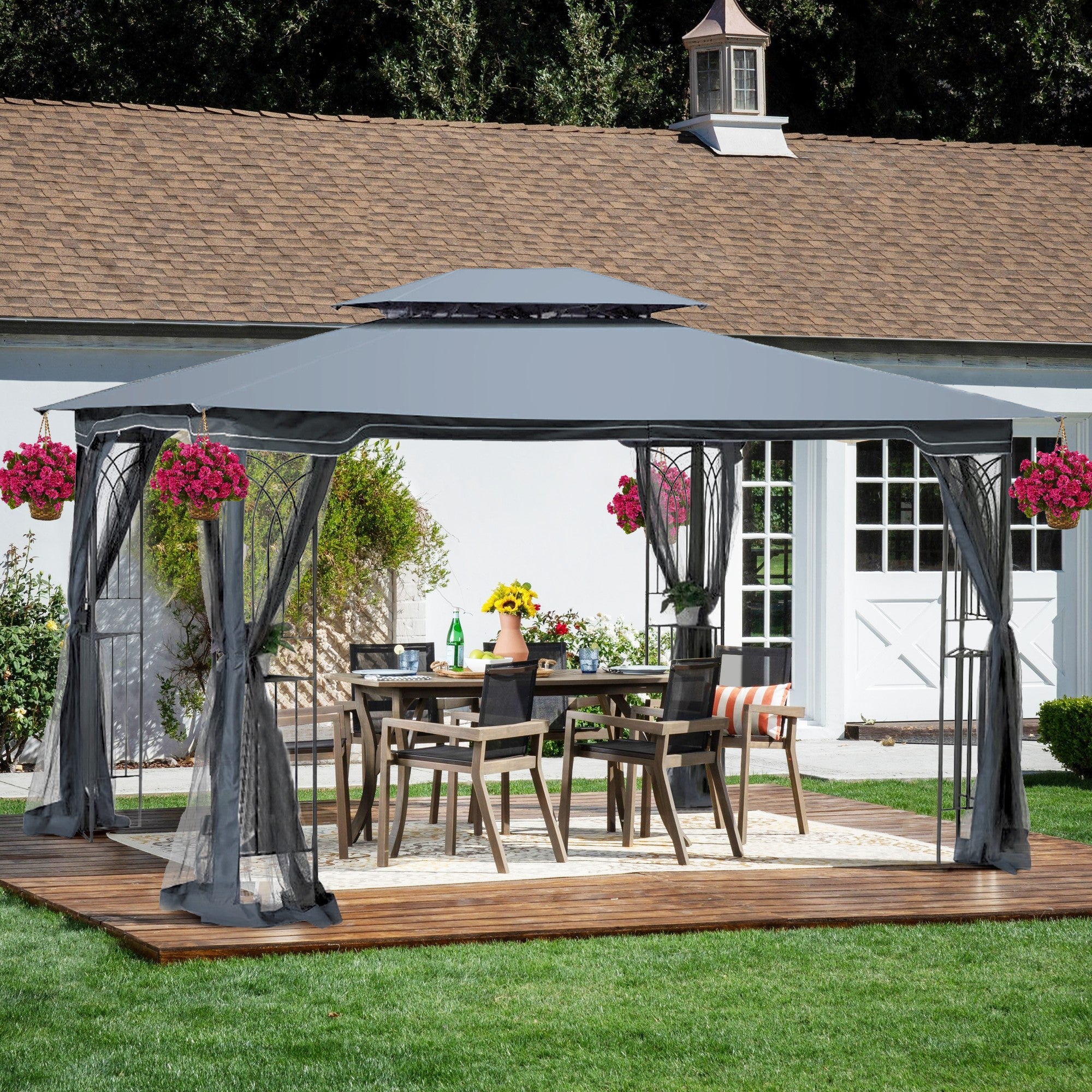 13' X 10 ' Polyester Soft-Top Outdoor Patio Gazebo Canopy Tent