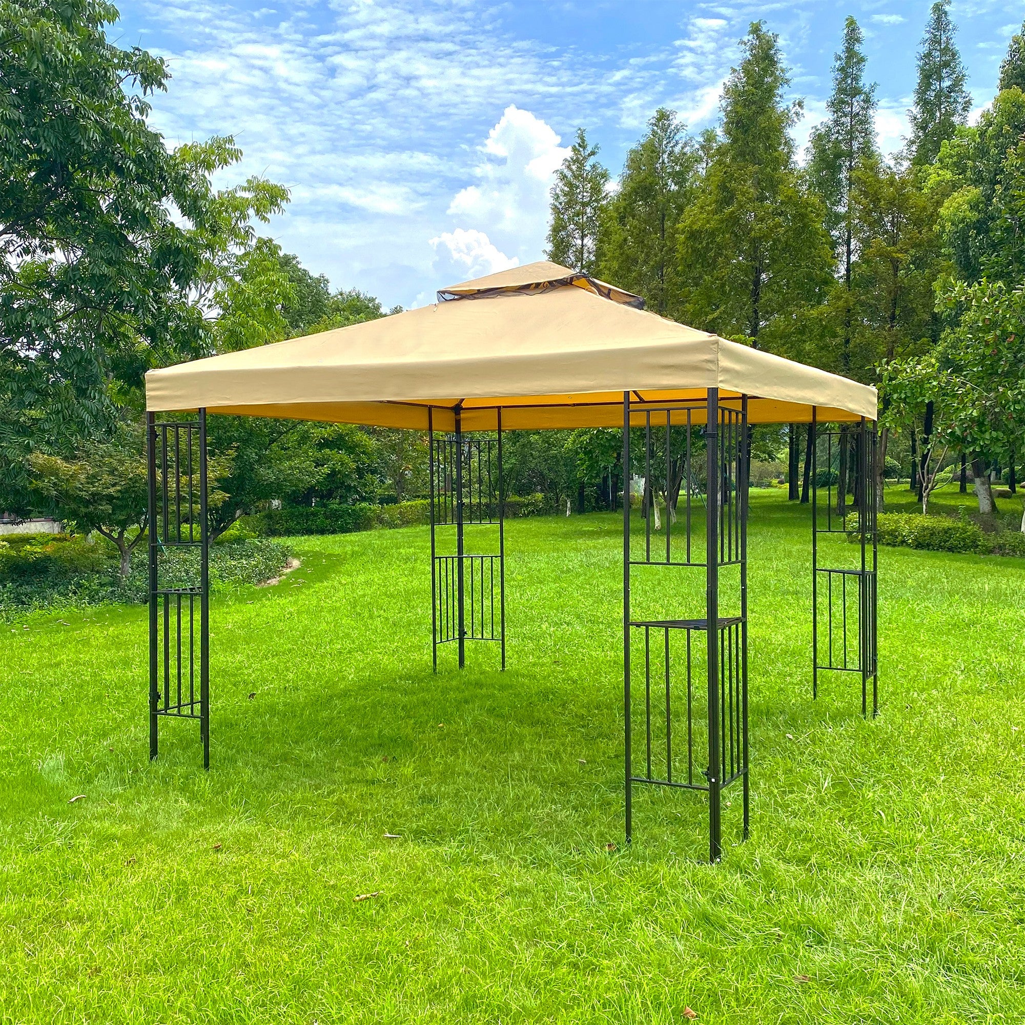 10' X 10 ' Steel Polyester Soft-Top Outdoor Patio Gazebo Canopy Tent with Mosquito Net