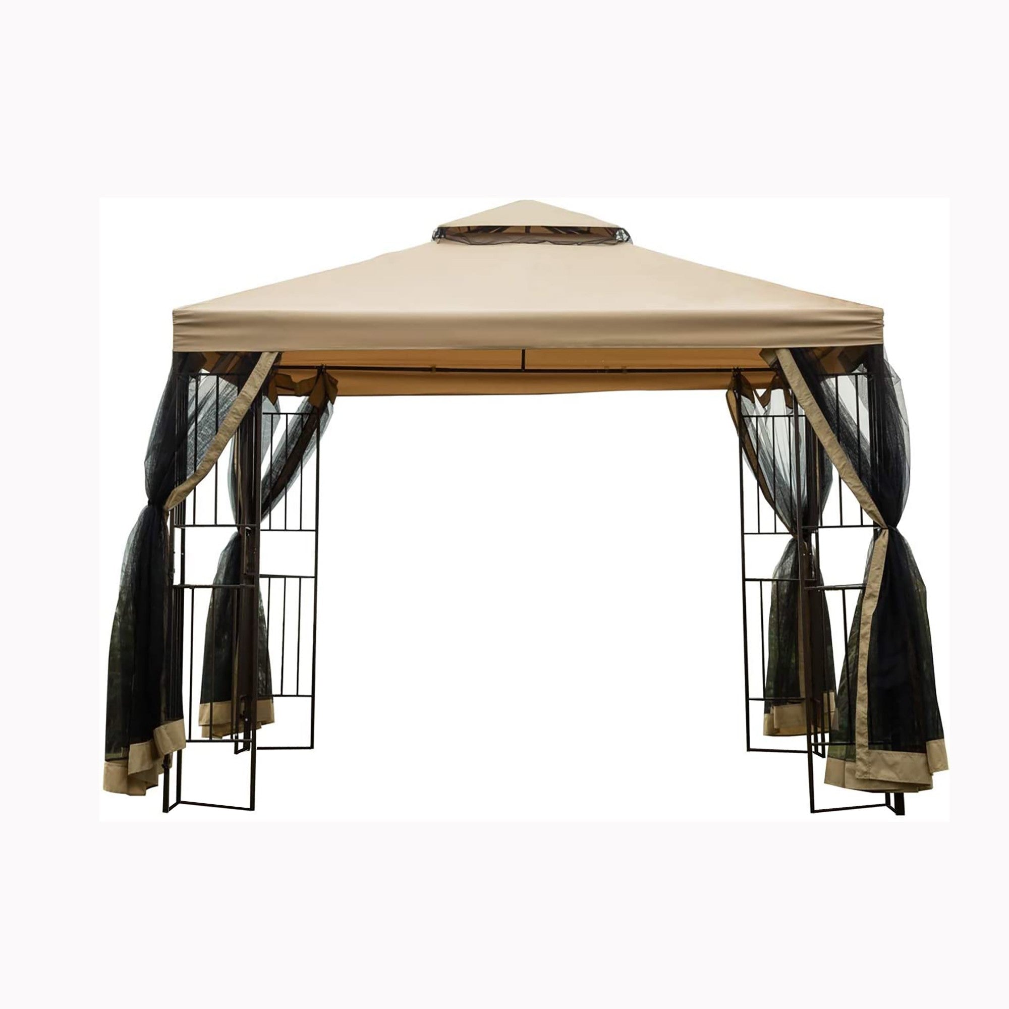 10' X 10 ' Steel Polyester Soft-Top Outdoor Patio Gazebo Canopy Tent with Mosquito Net