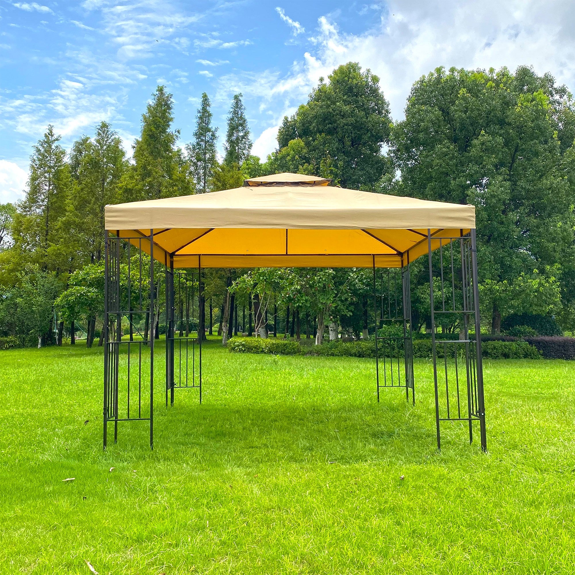 10' X 10 ' Steel Polyester Soft-Top Outdoor Patio Gazebo Canopy Tent with Mosquito Net