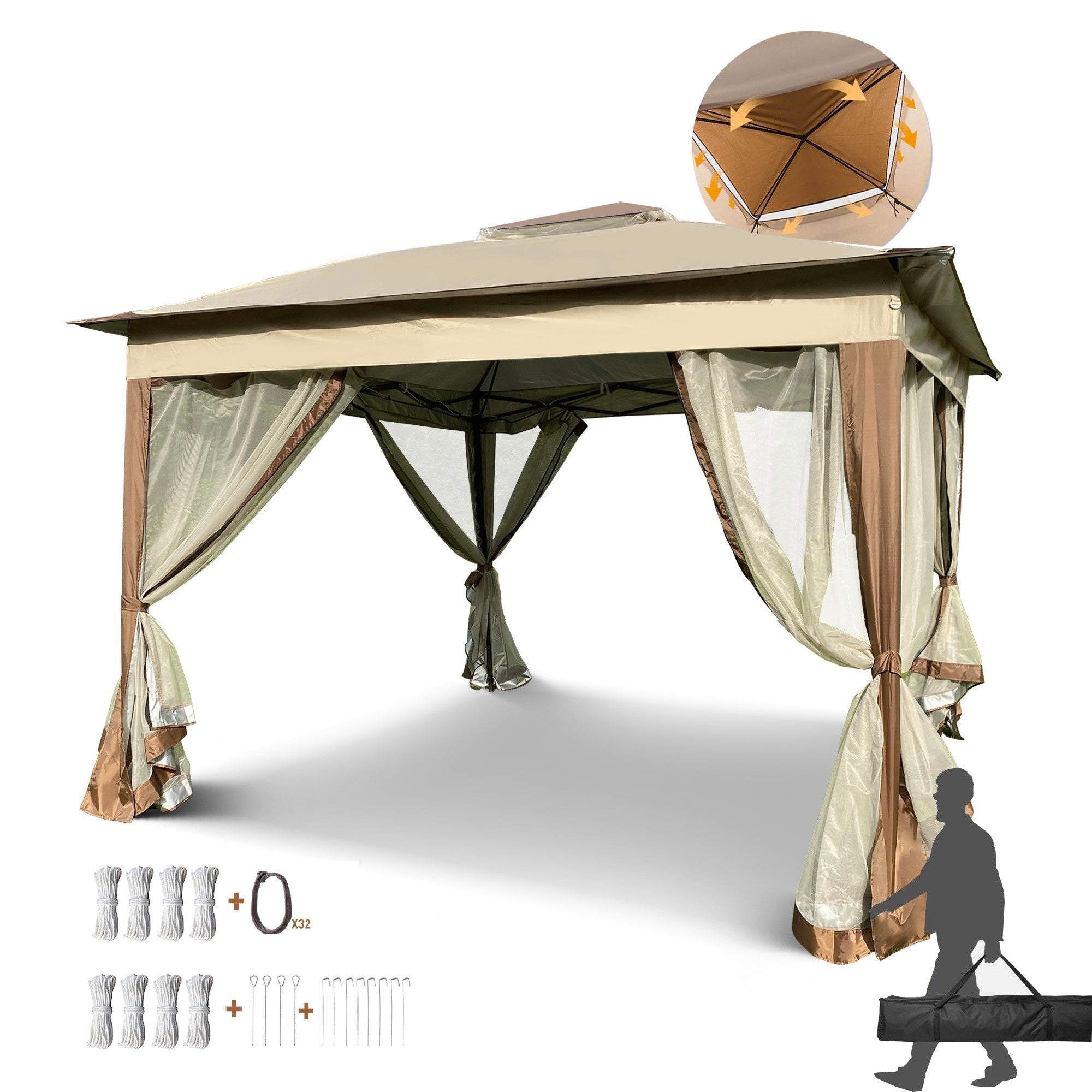 11' X 11 ' Steel Polyester Soft-Top Outdoor Pop-Up Gazebo Canopy