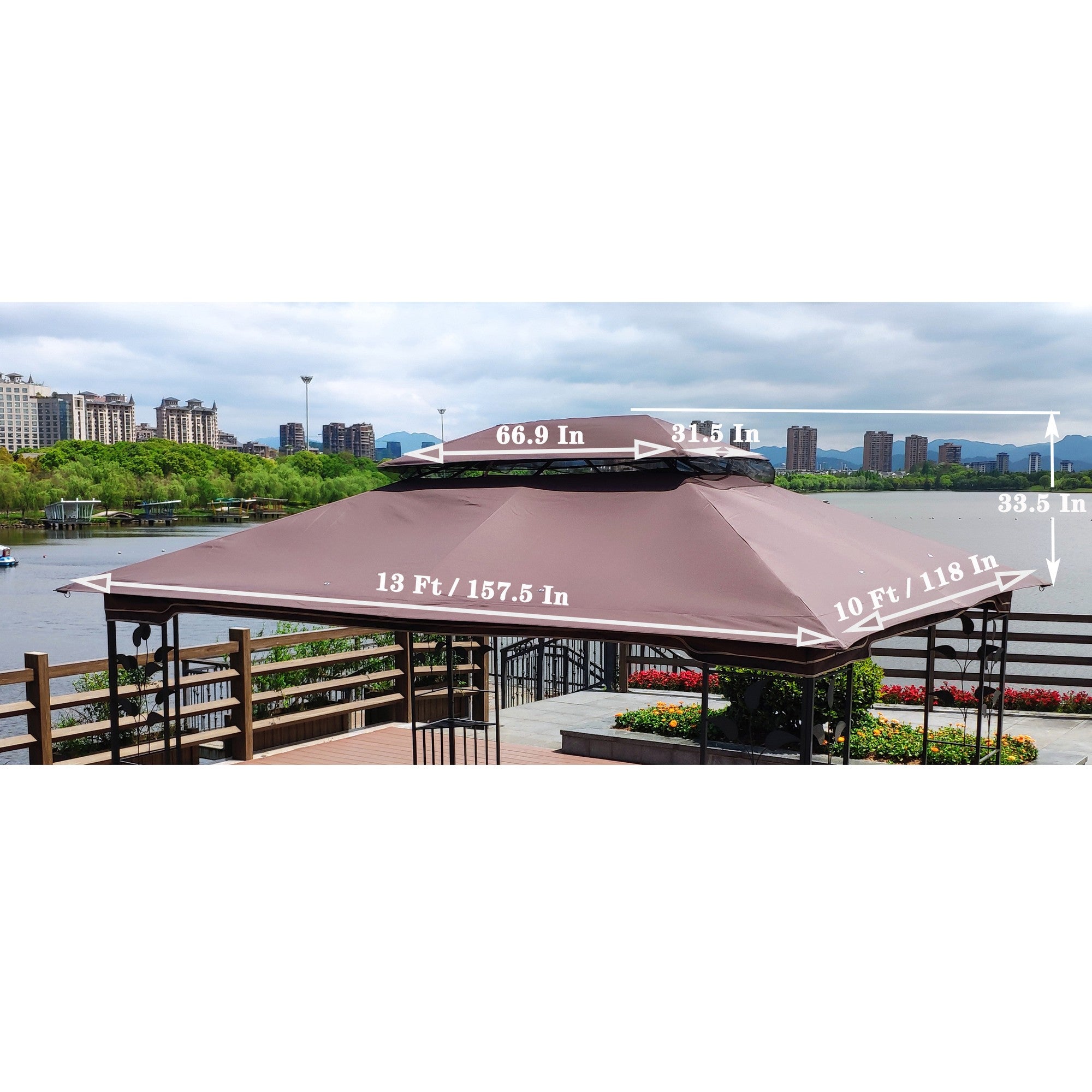 13' X 10 ' Polyester Soft-Top Outdoor Gazebo Replacement Canopy