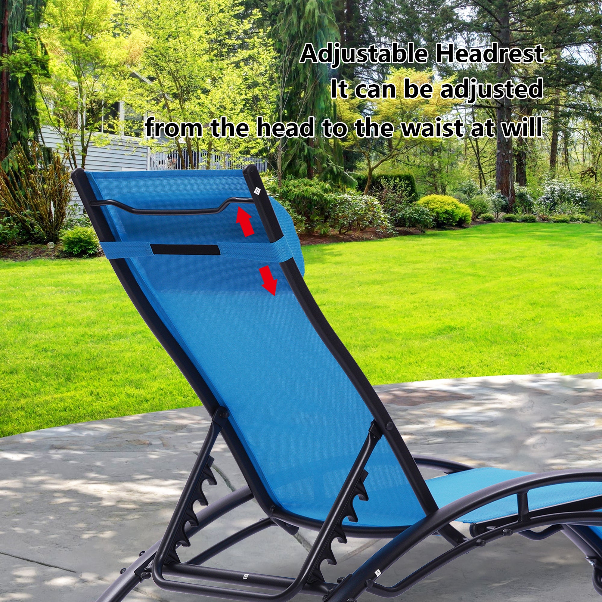 2 Pieces Outdoor Patio Adjustable Aluminum Recliner Lounge Chair Set