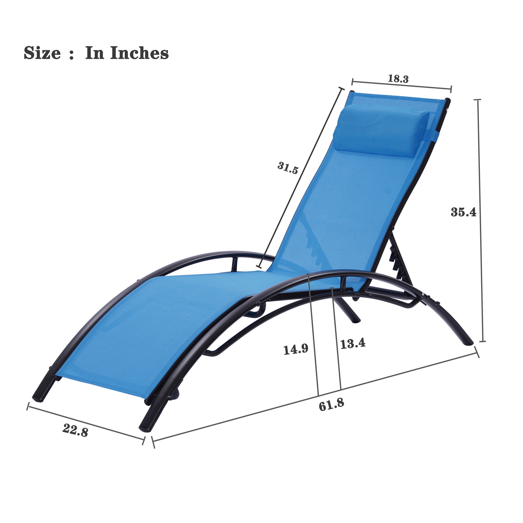 2 Pieces Outdoor Patio Adjustable Aluminum Recliner Lounge Chair Set