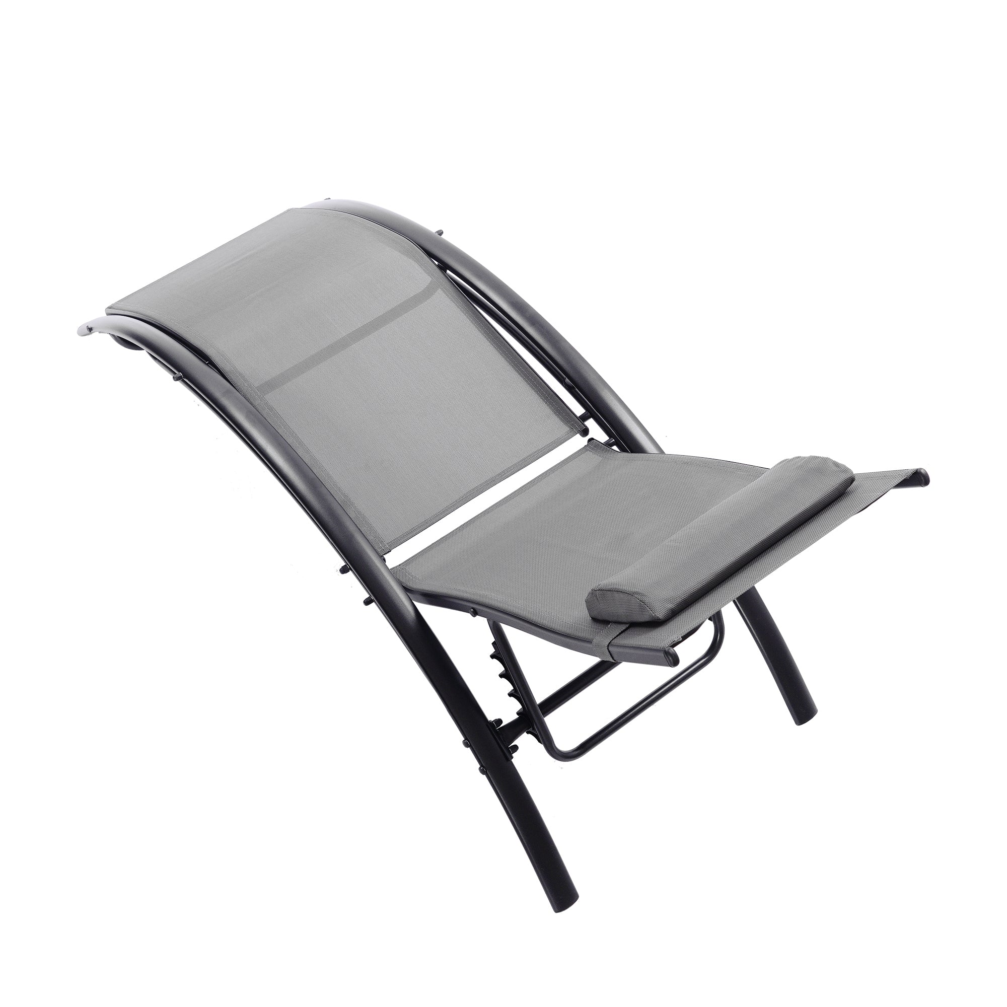 2 Pieces Outdoor Patio Adjustable Aluminum Recliner Lounge Chair Set