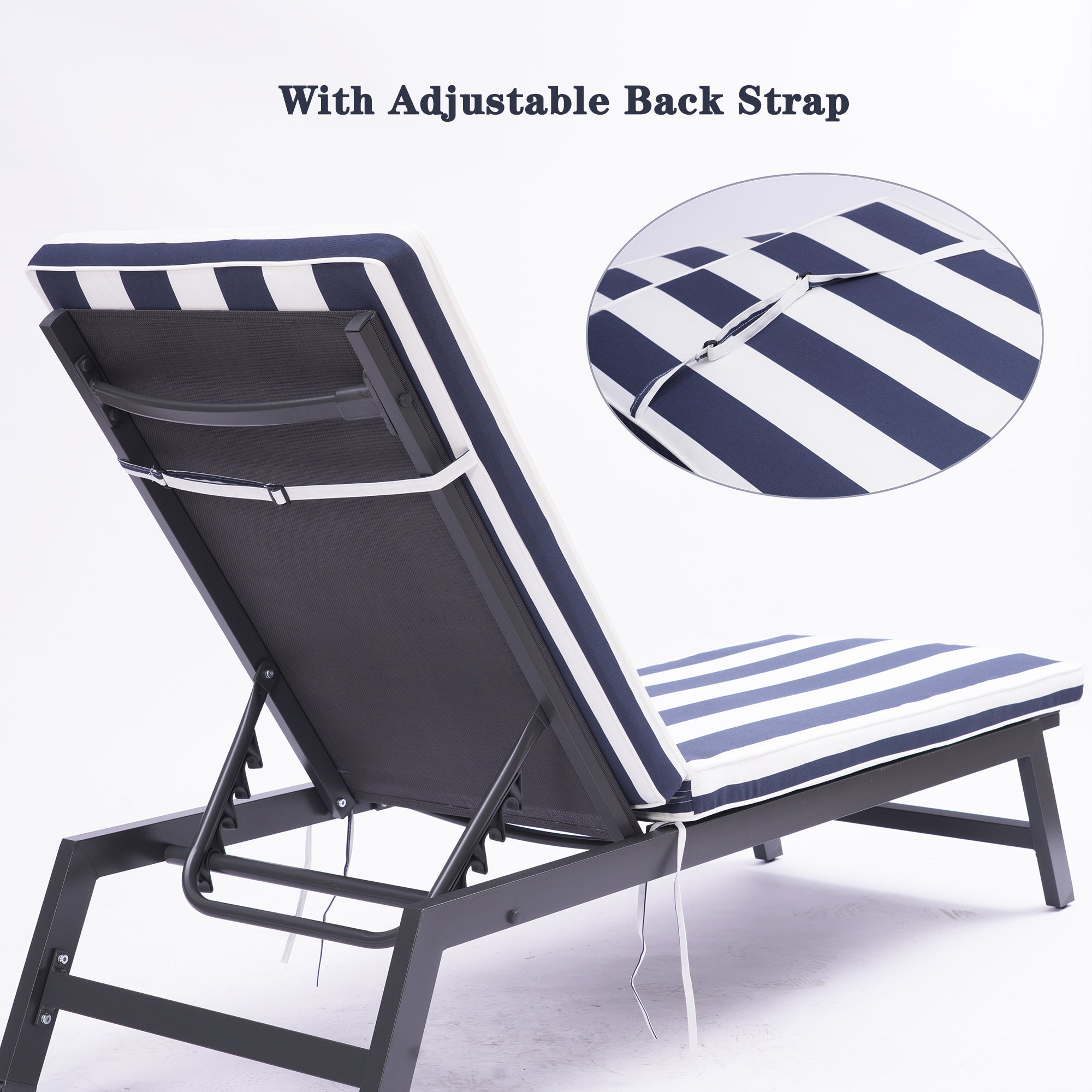 2 Pieces Outdoor Chaise Lounge Chair Set With Cushions