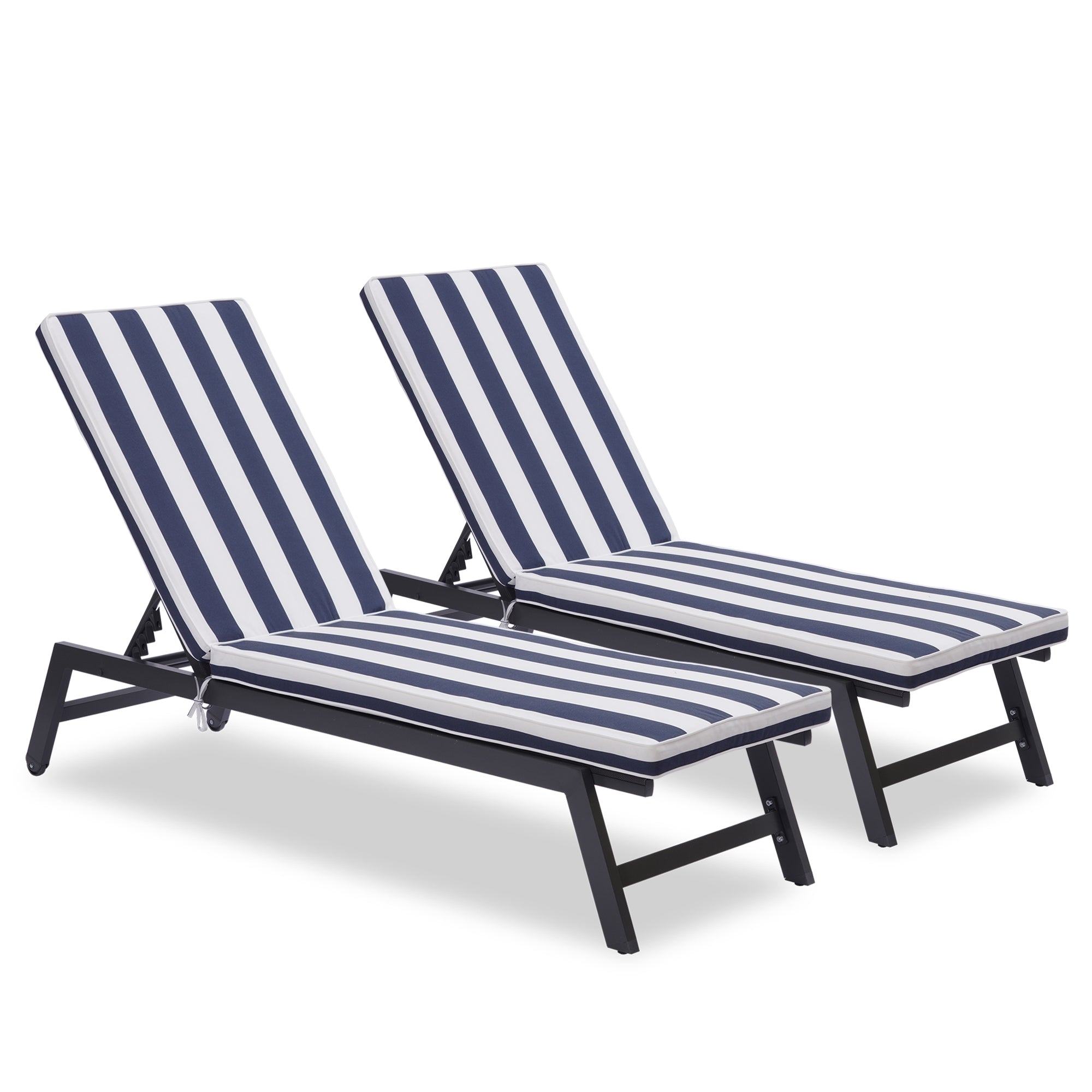 2 Pieces Outdoor Chaise Lounge Chair Set With Cushions